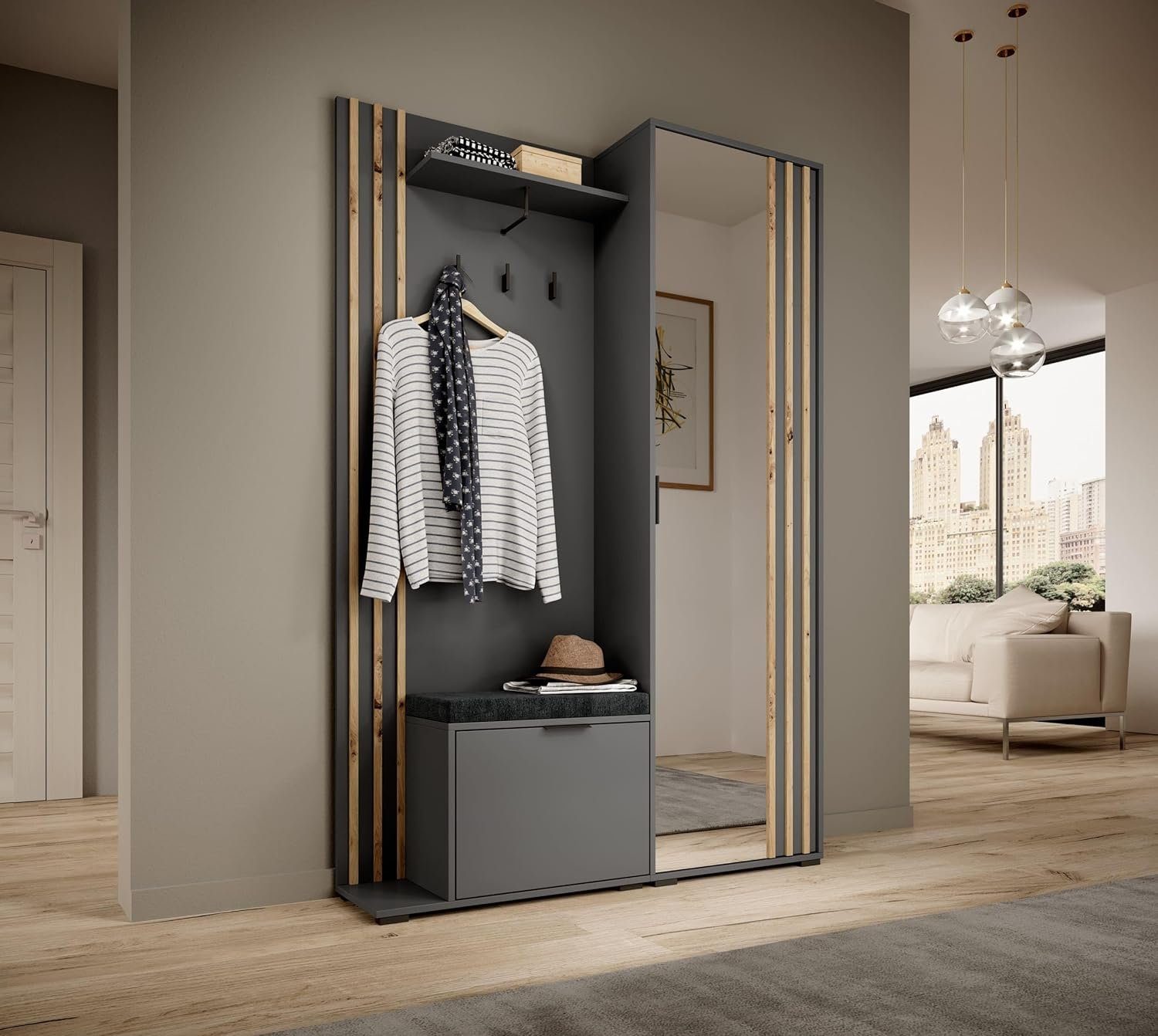 MOEBLO Kompaktgarderobe JOHN (Dielenschrank Wandschrank Regal günstig online kaufen
