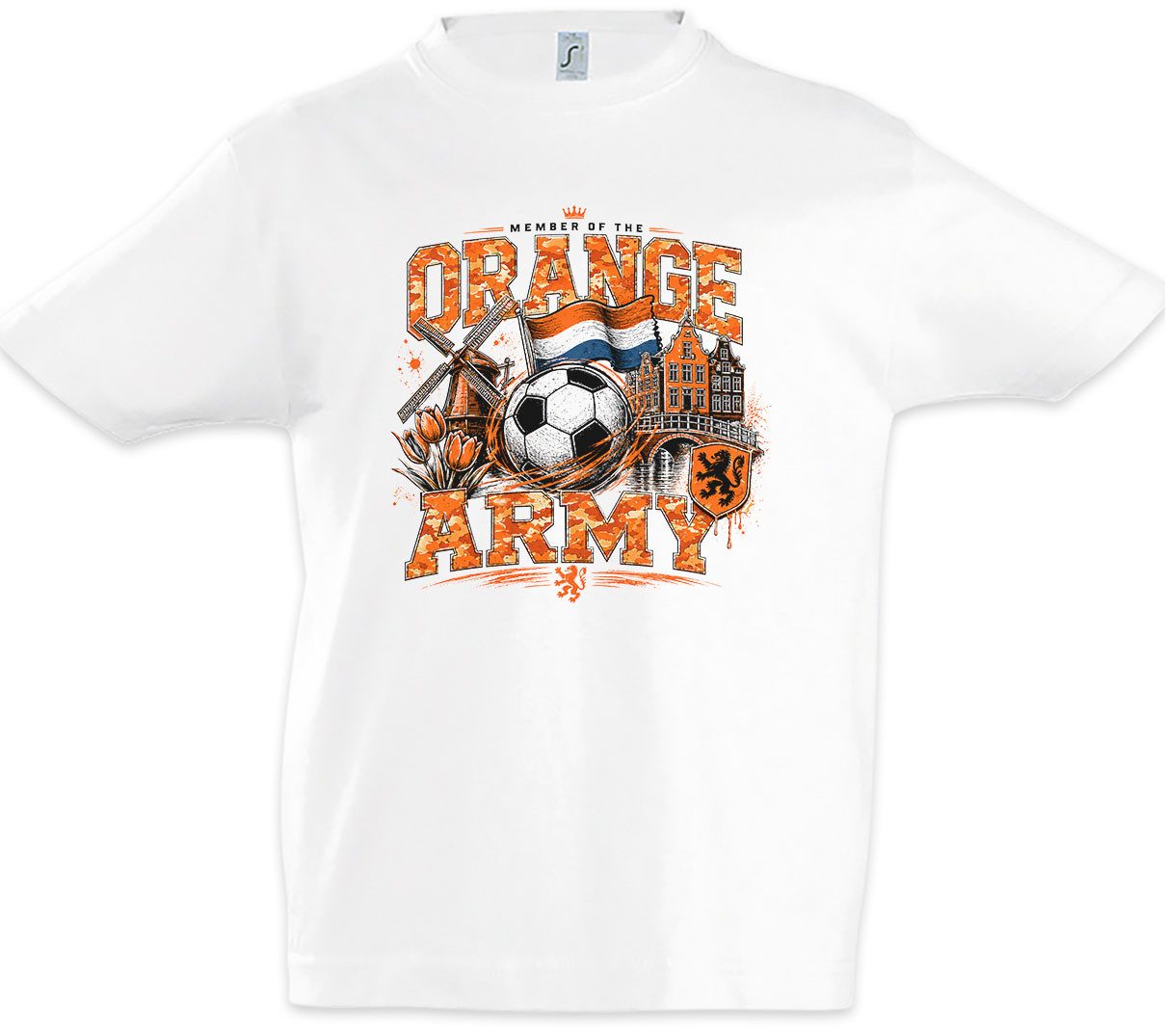 Urban Backwoods Print-Shirt Orange Army 5 Kinder T-Shirt Holland Netherlands Fußball Dutch Oranje (1-tlg) Hup Amsterdam Supporter WM