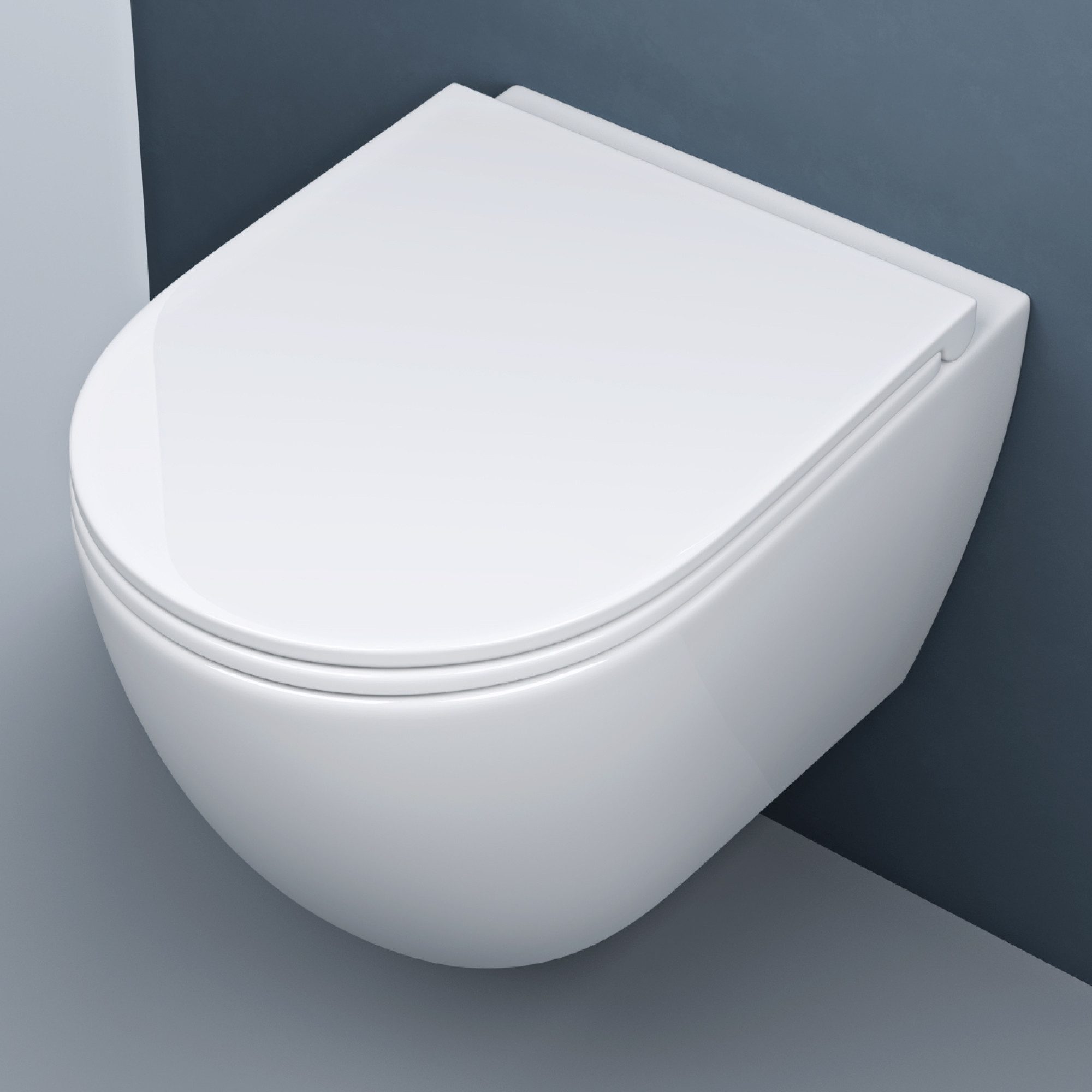 doporro Tiefspül-WC Hänge WC Spülrandlos Wand-WC wandhängend Softclose Keramik Aachen, wandhängend, Wandmontage