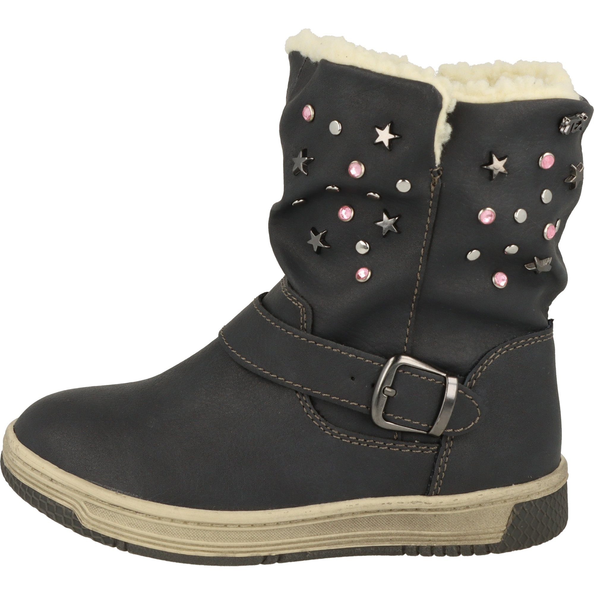 Wasserabweisend Navy Sterne gefütterte Schuhe Winterstiefel 354-018 Indigo Mädchen Boots Glitzer
