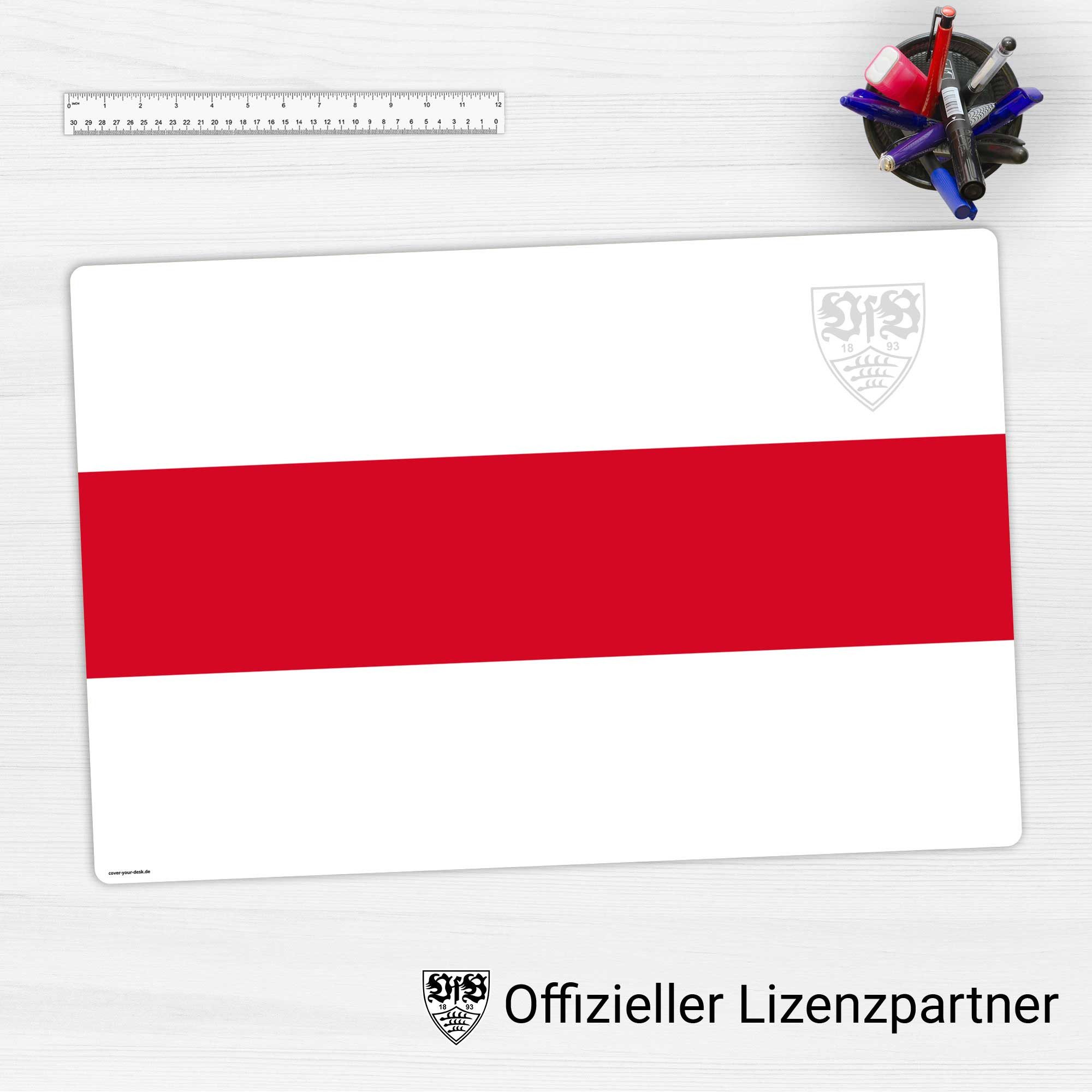 cover-your-desk.de Schreibtischunterlage VfB Stuttgart Brustring II – Premium Vinyl 60×40 cm, Made in Germany, (1 tlg)