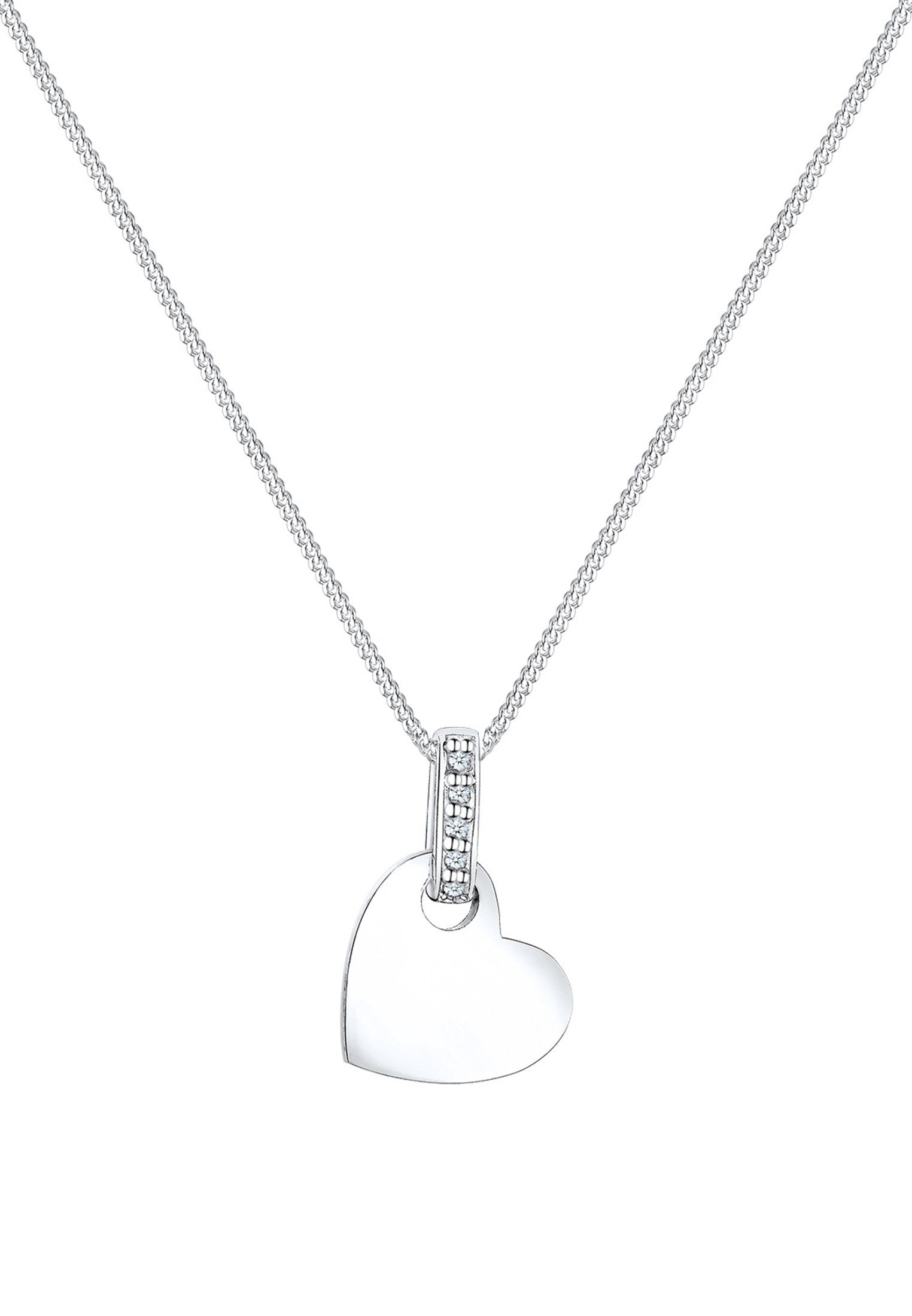 Elli DIAMONDS Collierkettchen Herz Liebe Diamant Silber 925 (0.025 ct)