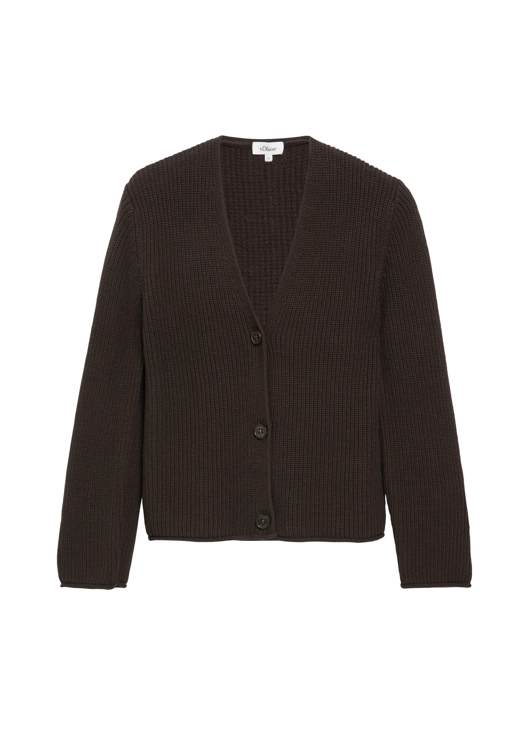 s.Oliver Cardigan Strickjacke Strickjacke mit V-Ausschnitt aus Baumwollmix