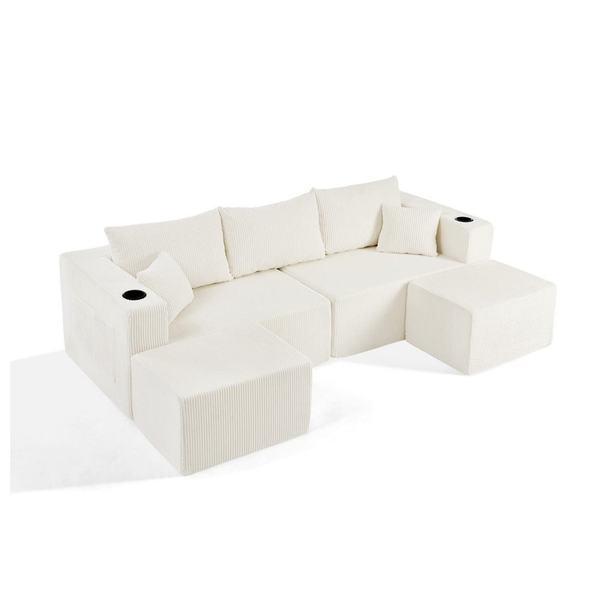 SIKAINI Ecksofa Ecksofa aus Schaumstoff in beige, 3 Teile