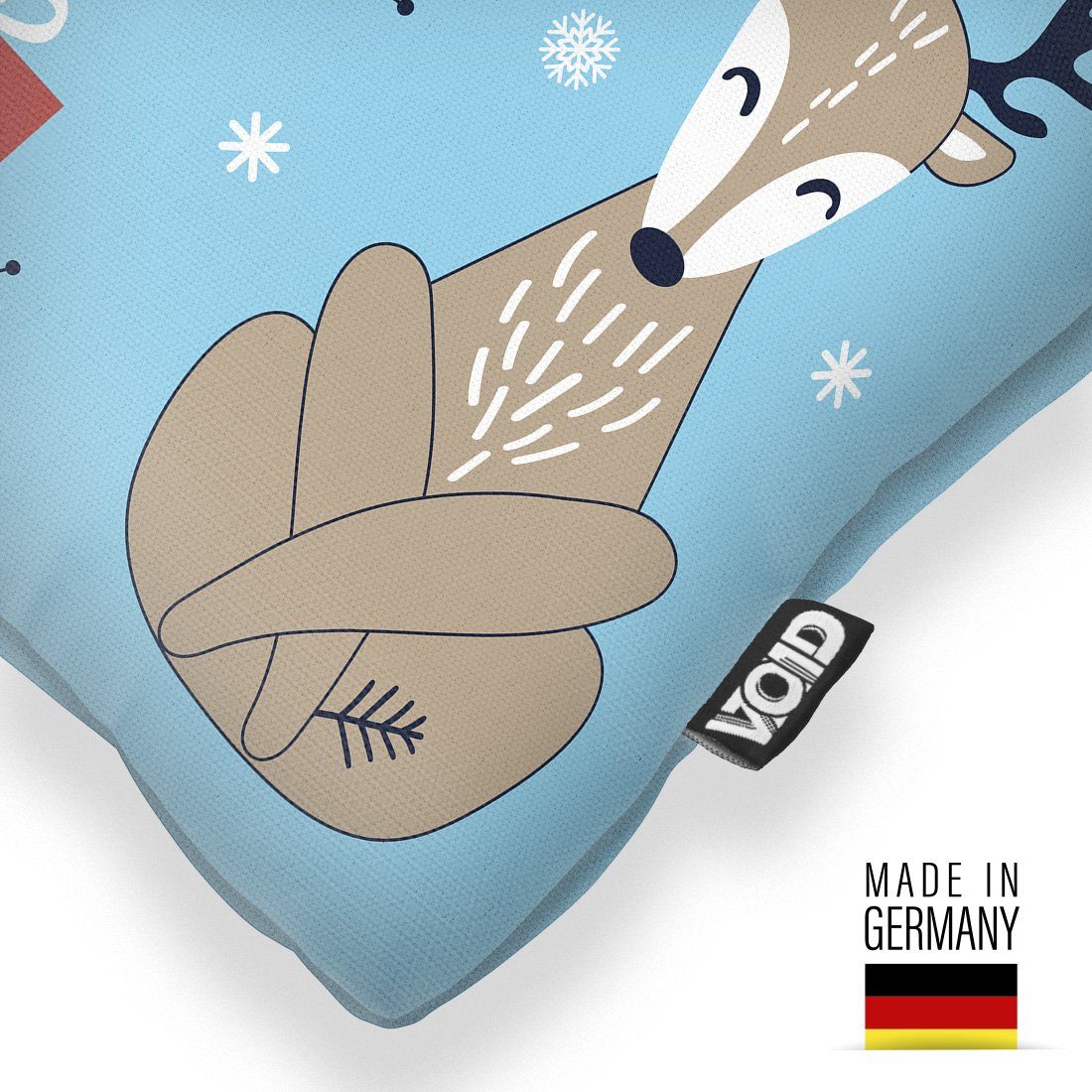 Kissenbezug, VOID (1 Stück), Winter Sofa-Kissen Weihnachten Rentier Reh Kinder Tiere Kissenbezug Eule Fuchs Hase Deko Kinder Weihnachten