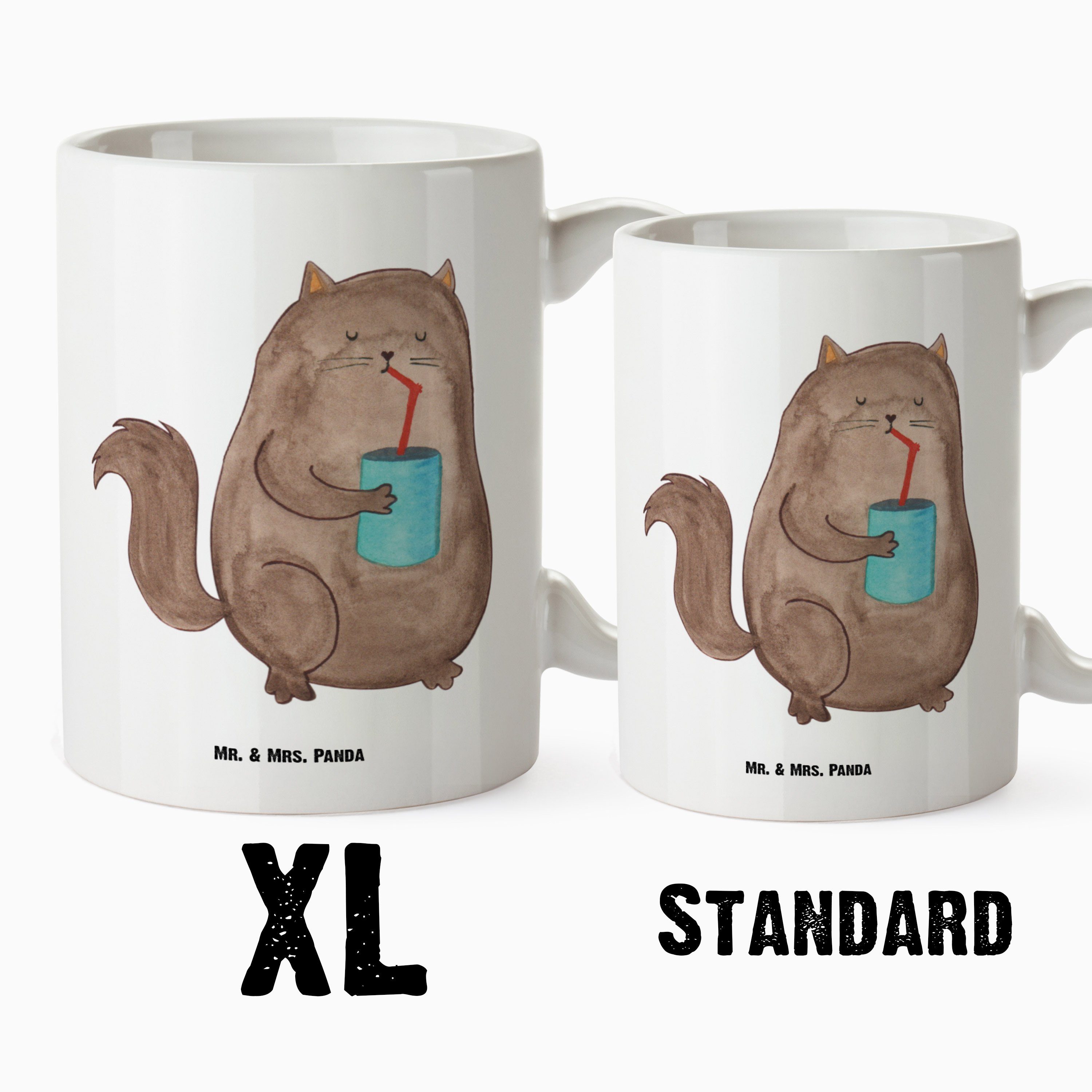 Kater, Mrs. Mr. Becher, Grosse XL Kaffeeta, - Geschenk, XL - Panda Cats, Keramik Weiß Dose Tasse Tasse Katze &