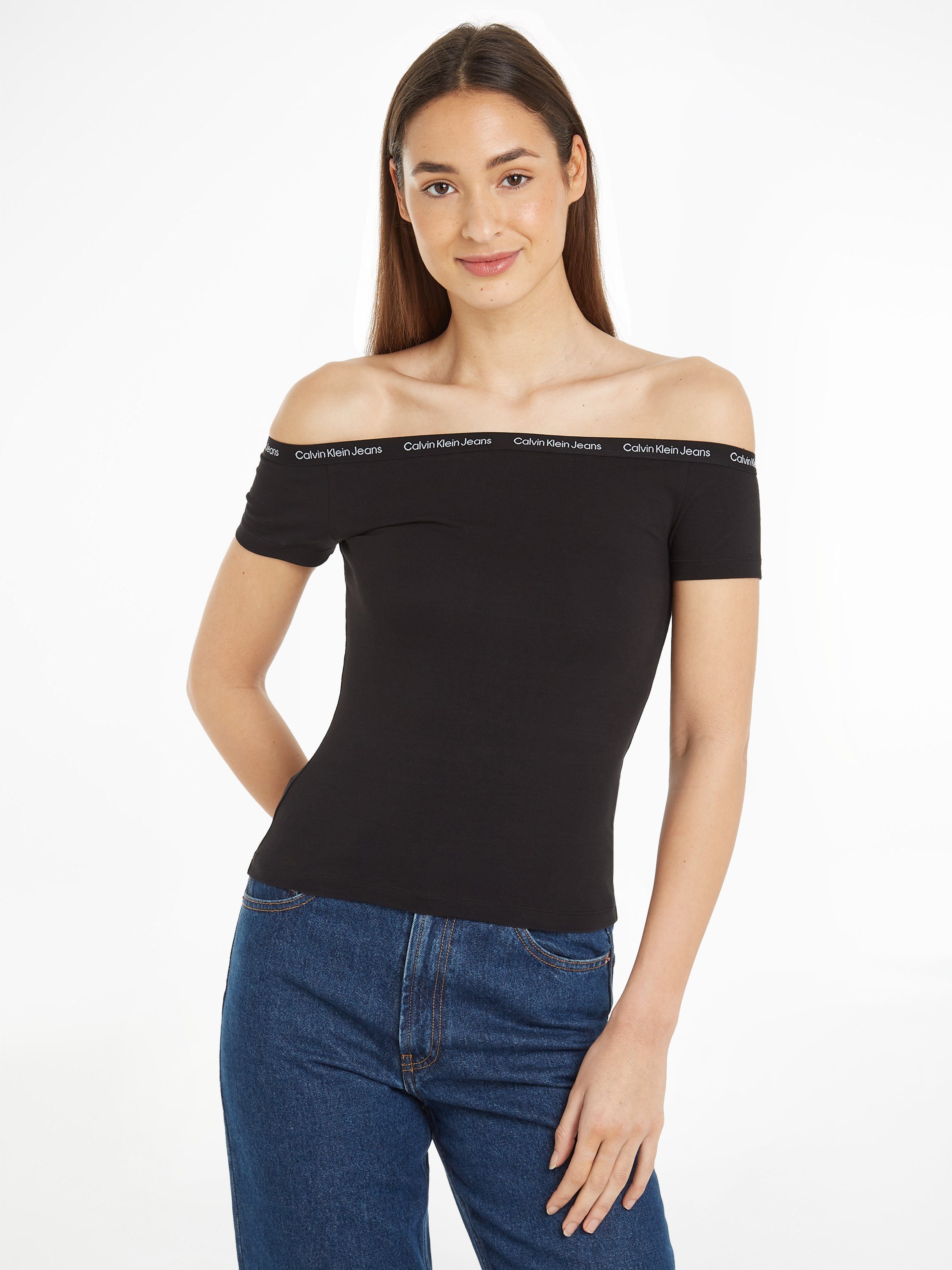 Calvin Klein Jeans T-Shirt LOGO ELASTIC BARDOT TOP mit Logoschriftzug günstig online kaufen