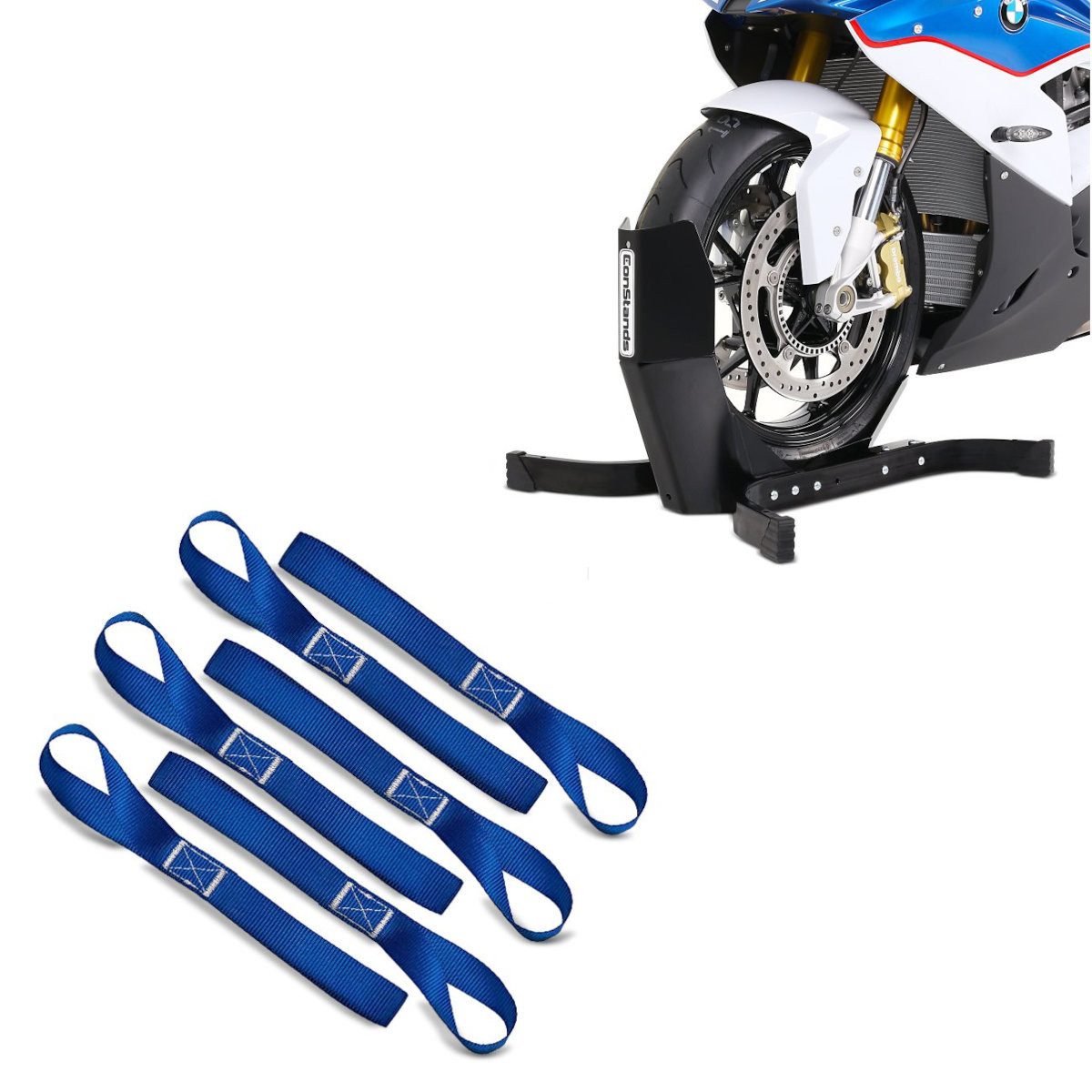 ConStands Motorradheber Set Motorradwippe + Zurrschlaufen S4