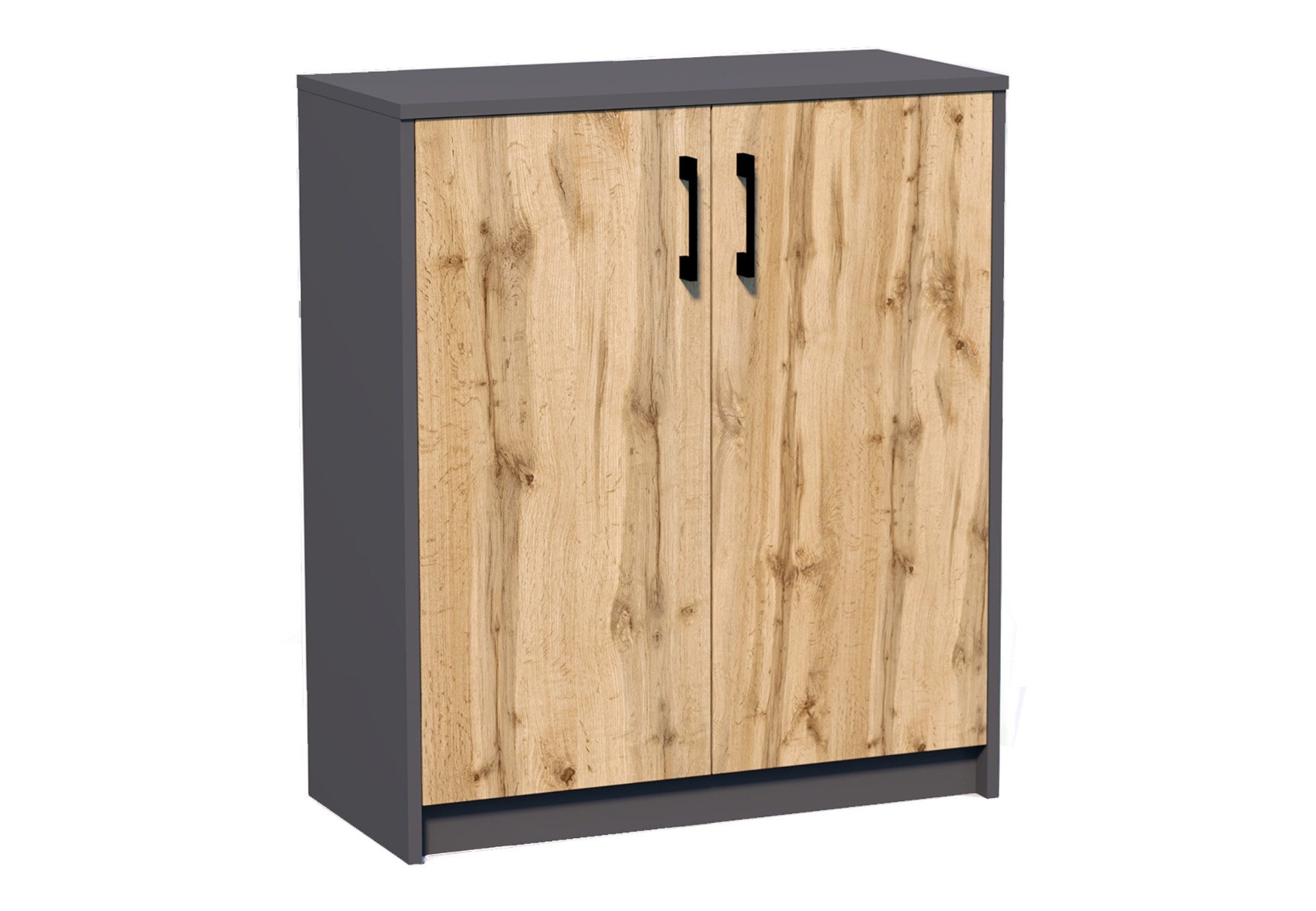 Home Collective Kommode 74cm breit in matter Ausführung, großzügiger Stauraum (Kommode mit 2 Türen und 1 Regal, hergestellt aus laminiertem Holzwerkstoff), Schrankaufbewahrung mit hochwertigen Polymergriffen - Graphit-Eiche