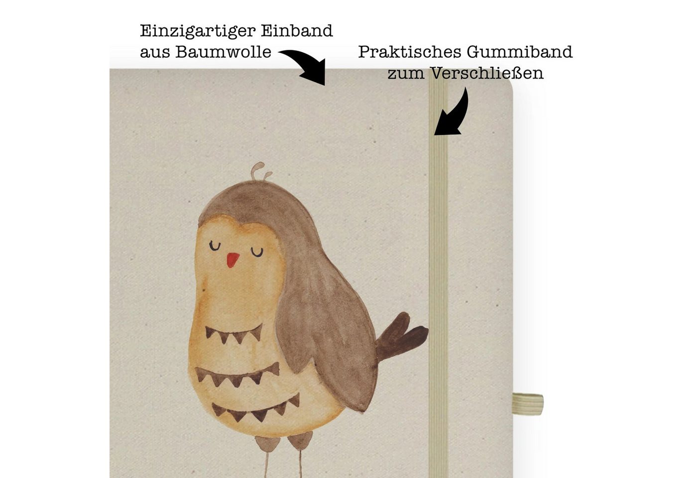 Thumbnail - Mr. & Mrs. Panda Notizbuch Eule Zufrieden - Transparent - Geschenk, Natur Notizbuch A4, Romantis Mr. & Mrs. Panda, Premi...