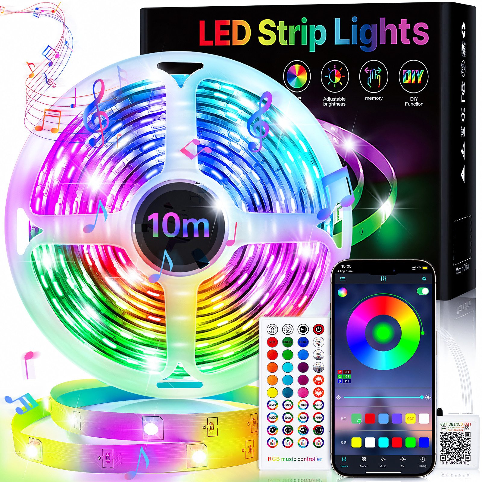 Yuede LED-Streifen Led Strip 10M/15M/20M/30M, RGB günstig online kaufen