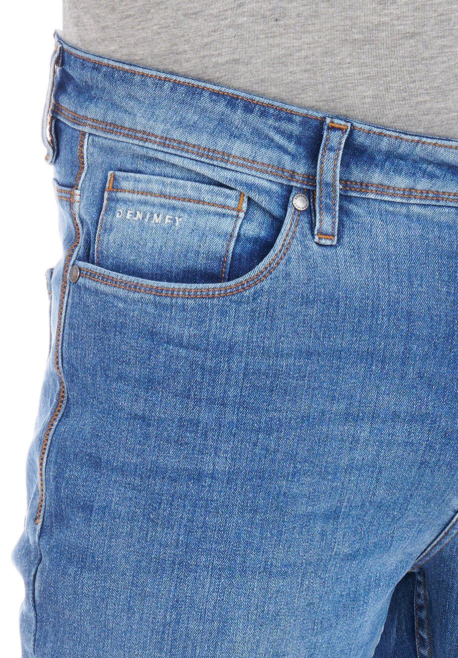 Jeanshose Straight DFMiro Blue Straight-Jeans Stretch Herren Middle DENIMFY (M236) mit Jeanshose Denim Fit