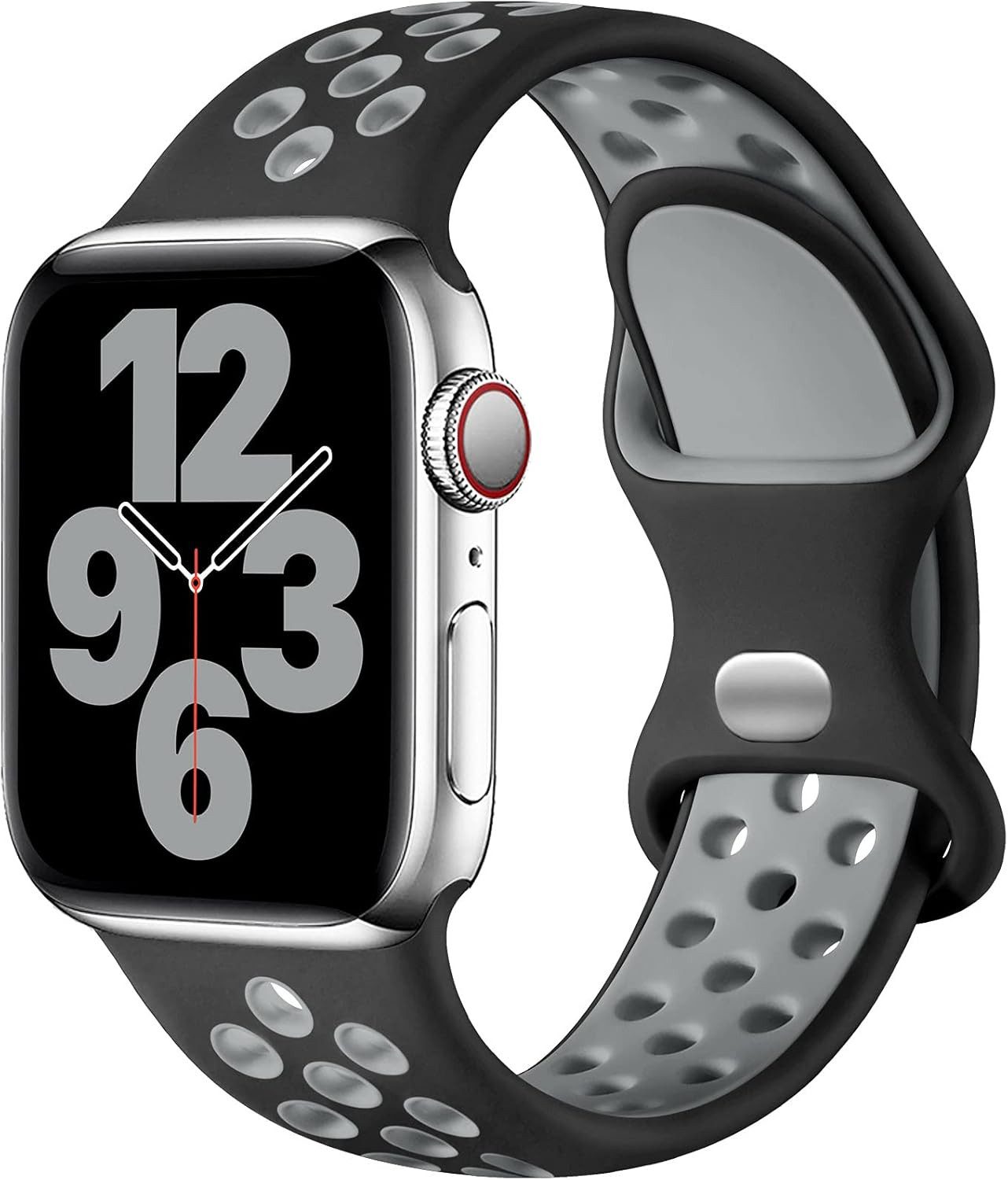 Baker Smartwatch-Armband Apple Watch Armband 44mm 45mm 49mm 46mm 42mm 40mm 41mm 38mm, Silikon Doppelloch Band für iWatch Ultra SE Series 10 9 8 7 6 5 4 3 2