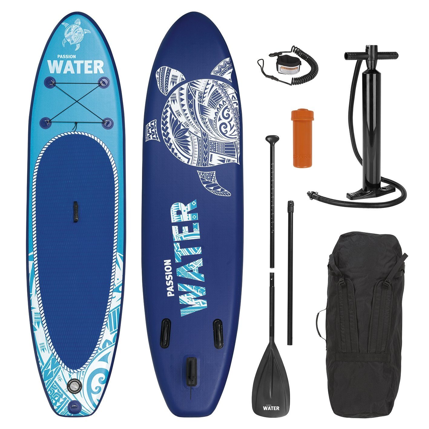 MAXXMEE Inflatable SUP-Board, 300 cm, 110kg, Stand-Up Paddle-Board SUP Board inkl. Paddel Board Stand up Paddle Paddling Komplett Set blau/türkis | SUP-Boards