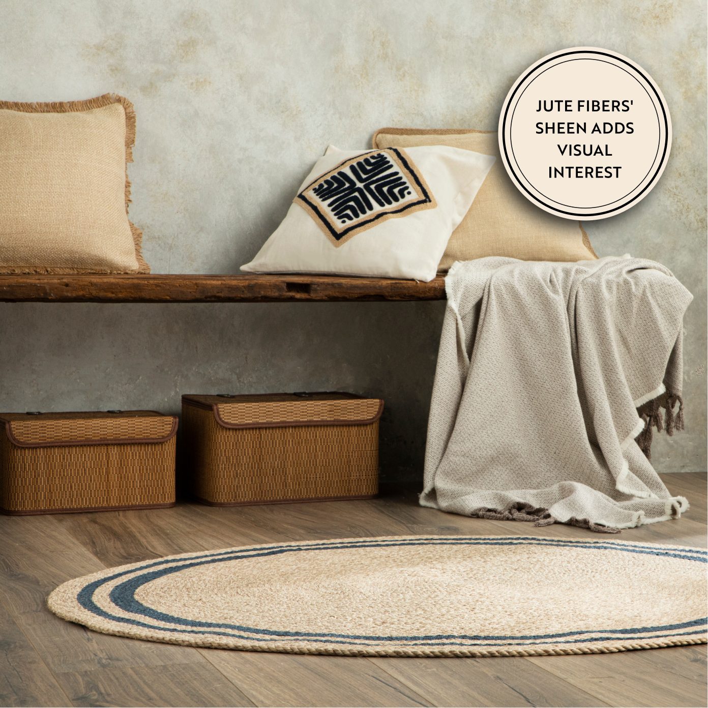 English Home Teppich ENGLISH HOME Jute Teppich Rund Boho und Ethno Look für günstig online kaufen