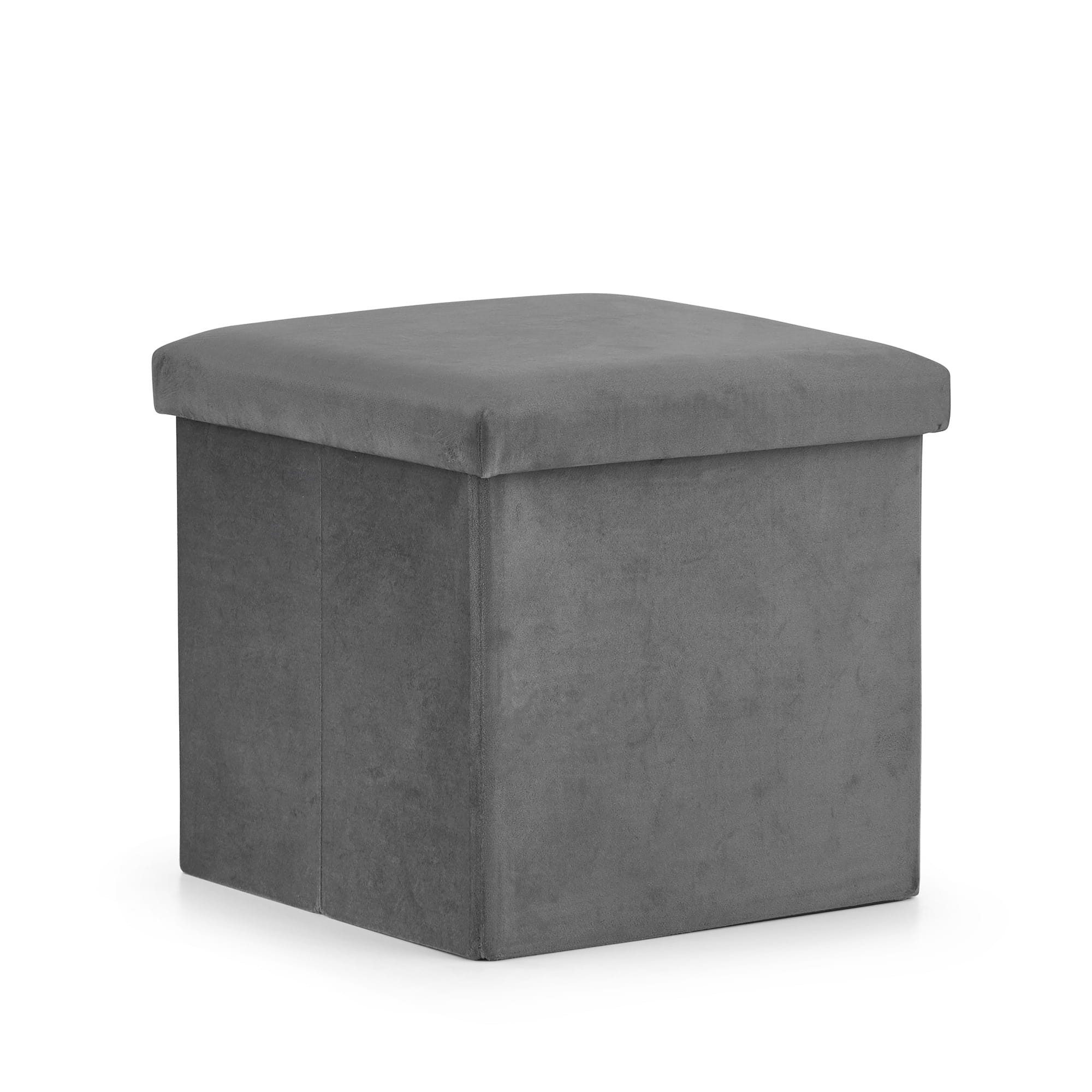 Best for Home Ottomane Faltbarer grauer Aufbewahrungsbox-Hocker – modern & platzsparend, mit Relaxfunktion