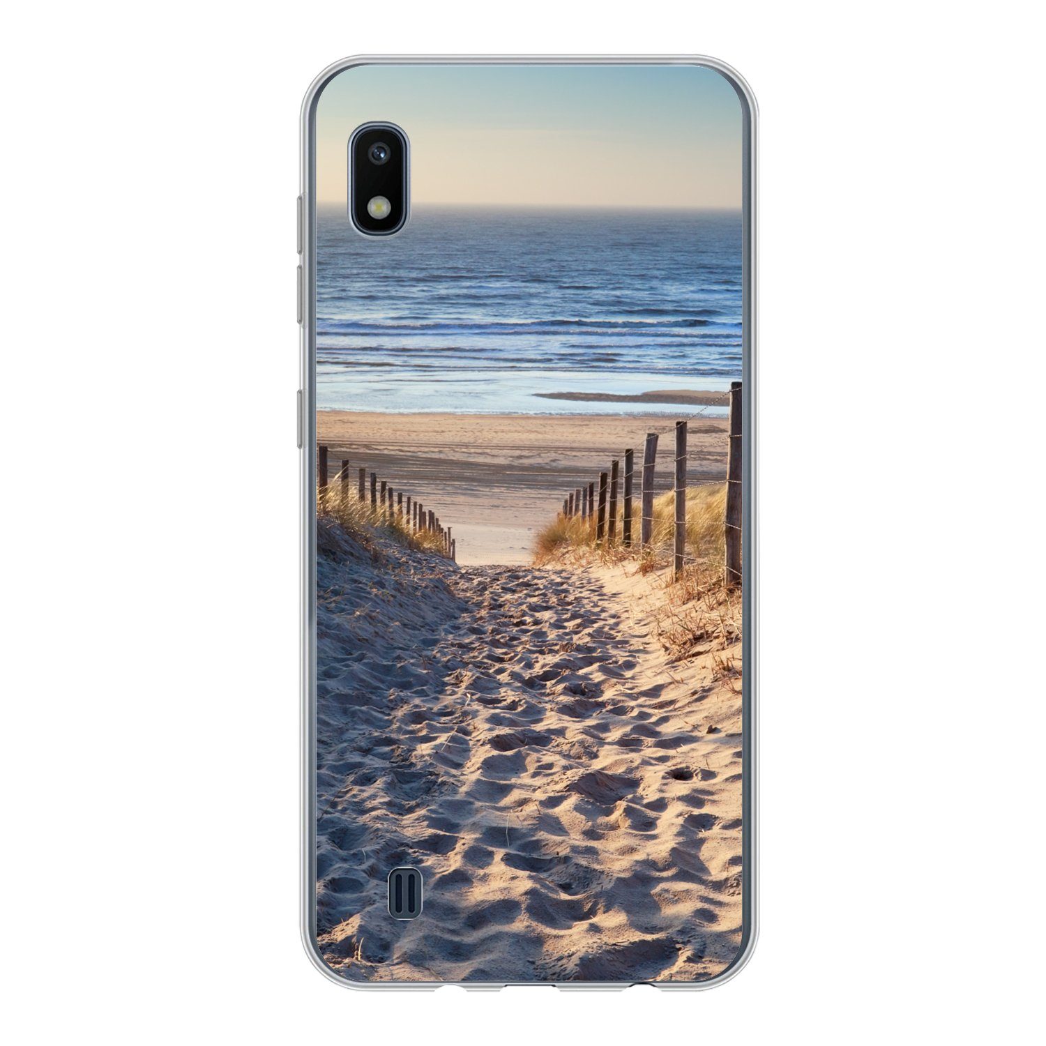 MuchoWow Handyhülle für Samsung Galaxy A10 Strand - Meer - Niederlande - Dünen - Sonne, Smartphone-Bumper, Print, Handy Schutzhülle Dünn