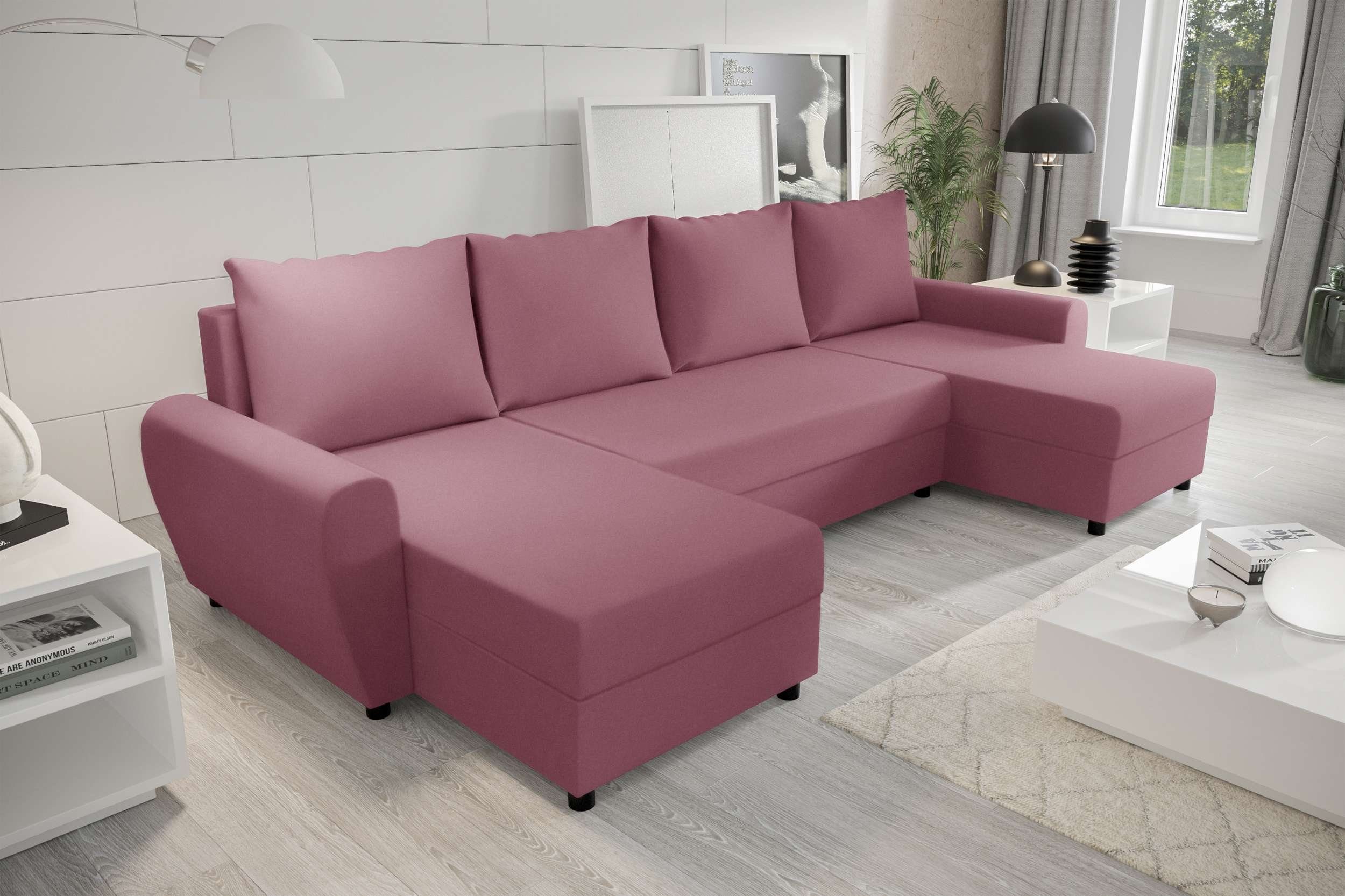 Stylefy Wohnlandschaft Arlen, U-Form, mit Bettkasten, Bettfunktion, Modern Eckcouch, Sofa, Sitzkomfort, Design mit