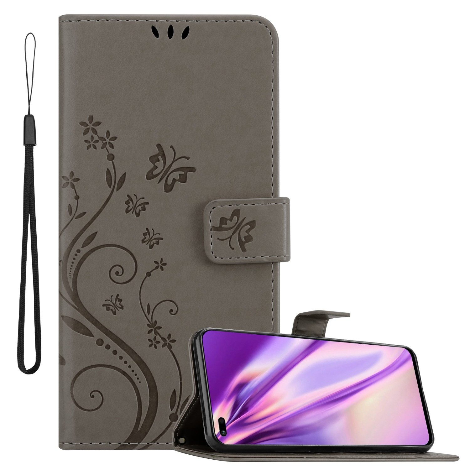 Cadorabo Handyhülle für Honor 50 LITE Hülle Honor 50 LITE, Hülle Schutzhülle Blumen Flower mit Standfunktion Kartenfach Magnet