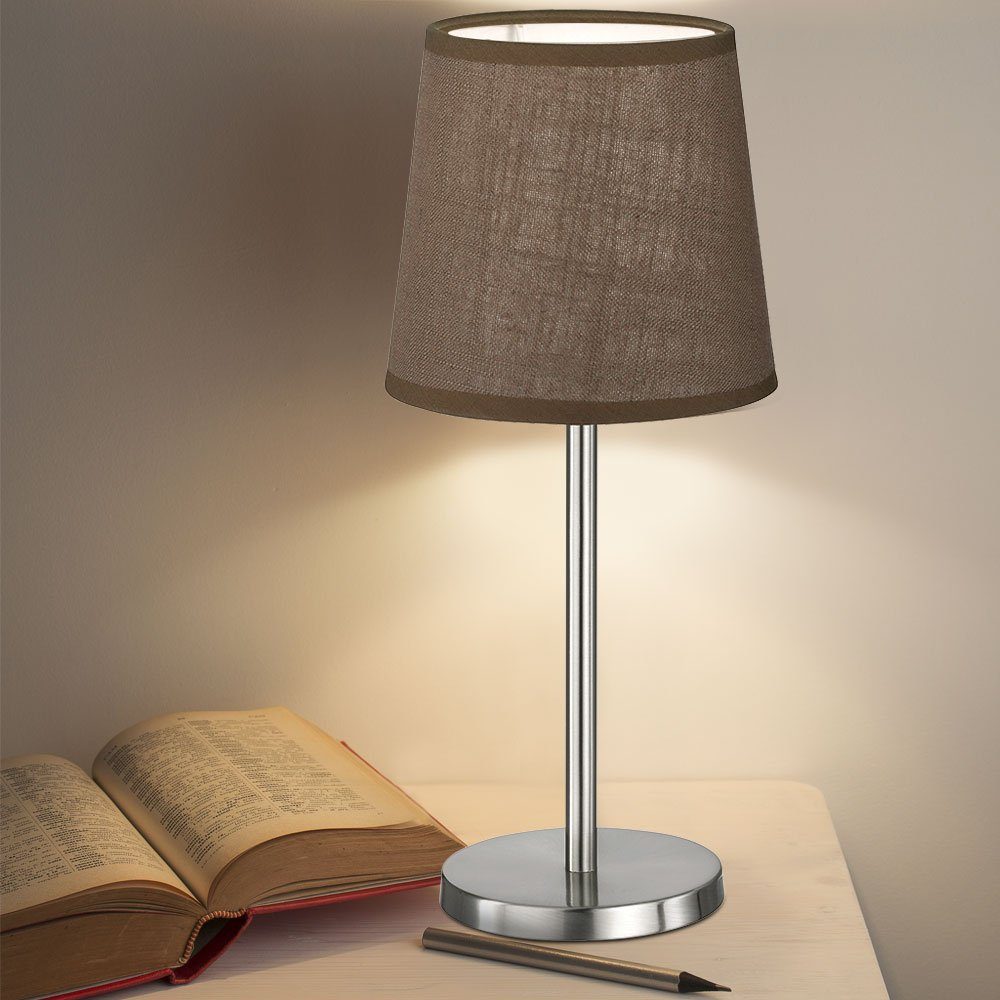 etc-shop Tischleuchte, Leuchtmittel Wohnzimmer braun Tischleuchte inklusive, Stofflampe nicht Nachttischleuchte Tischlampe