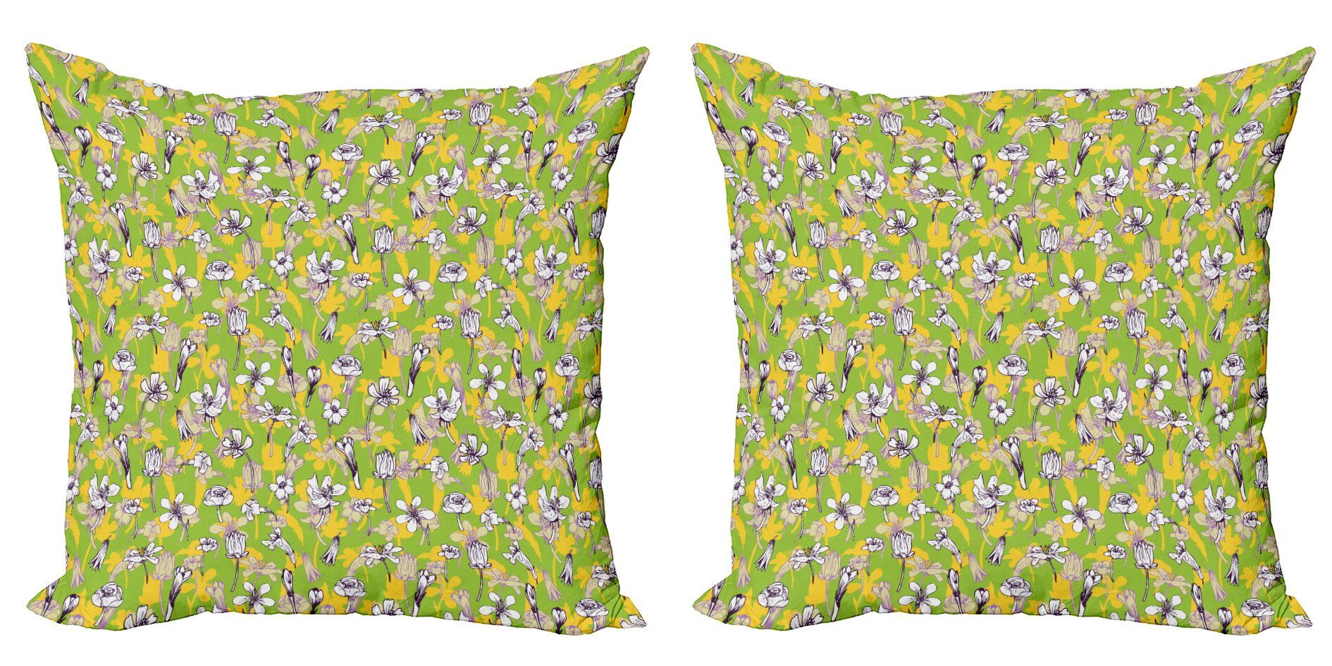 Kräuter-Blüten-Feld Blumen Doppelseitiger Abakuhaus (2 Stück), Kissenbezüge Modern Digitaldruck, Accent