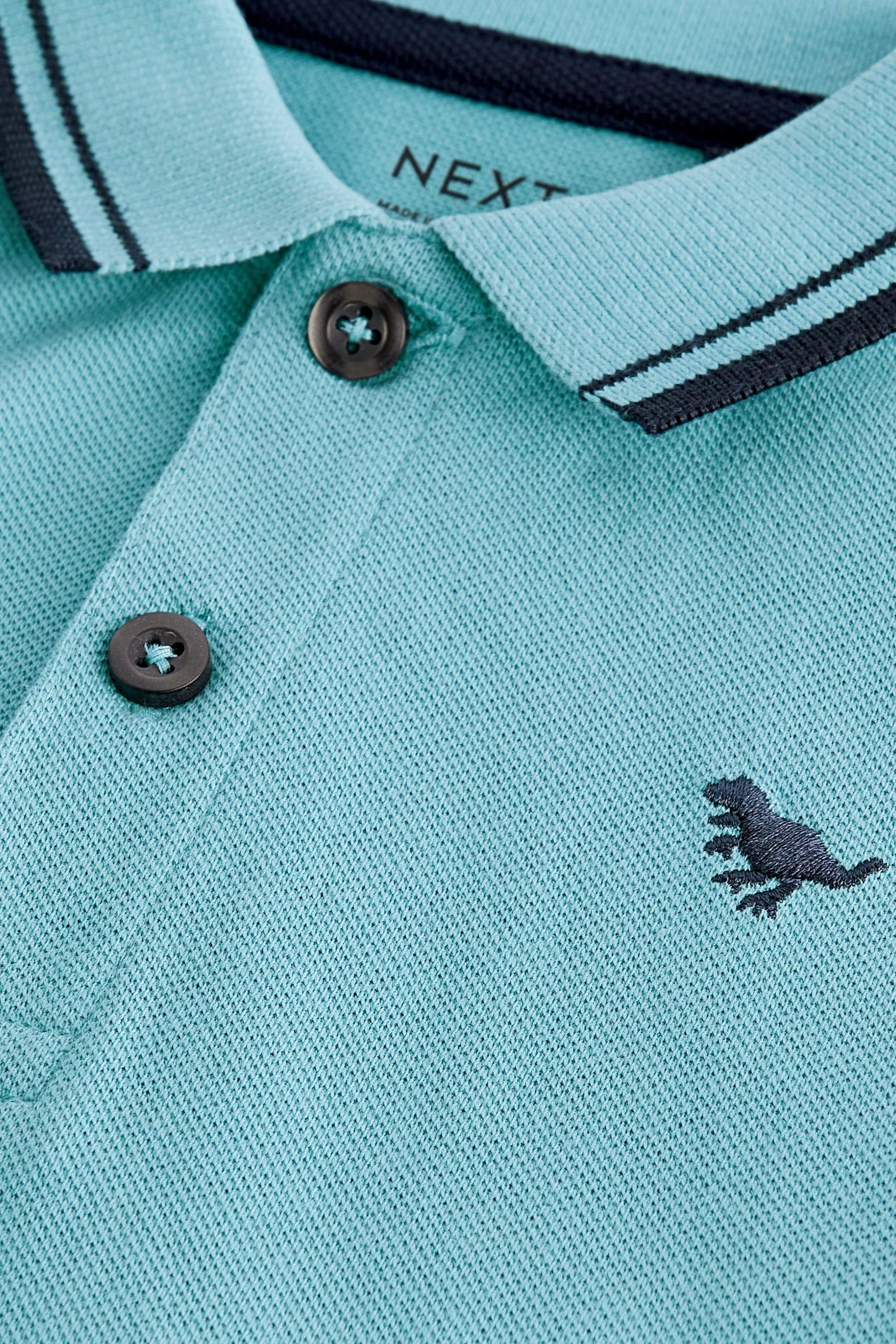 Next Langarm-Poloshirt Langärmeliges Polo-Shirt (1-tlg) Turquoise Blue Tipped