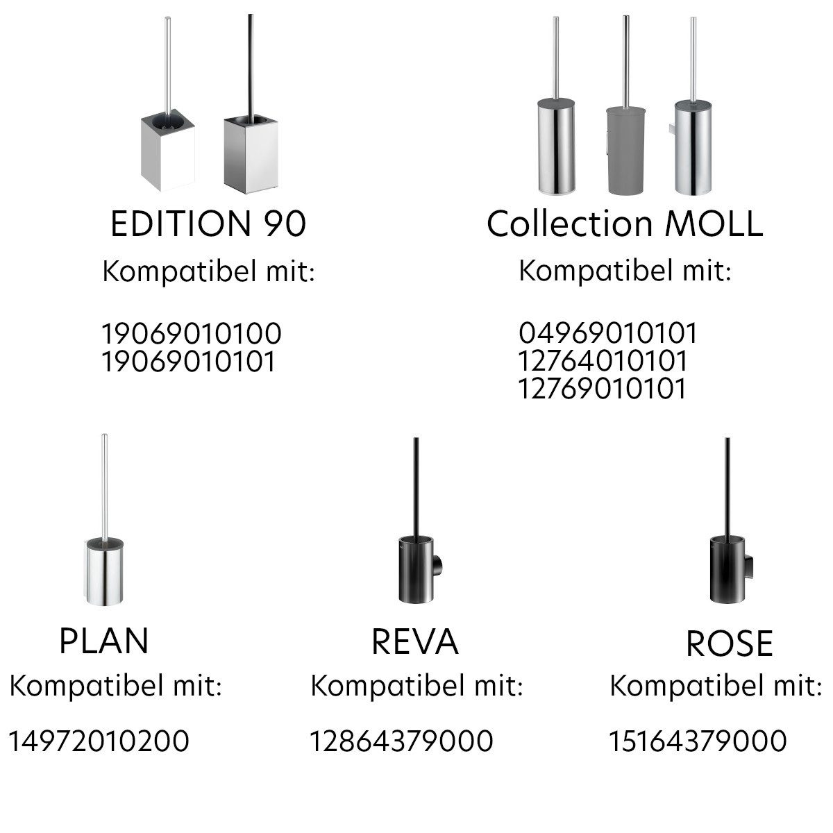 Keuco WC-Reinigungsbürste Ersatzbürstenkopf 3er Set, (3er Set, Ersatzbürstenköpfe, 3er-Set lose), schwarz, für Plan, Rose, Aveno, Reva, Moll, Edition 90, Ø 6,7 cm