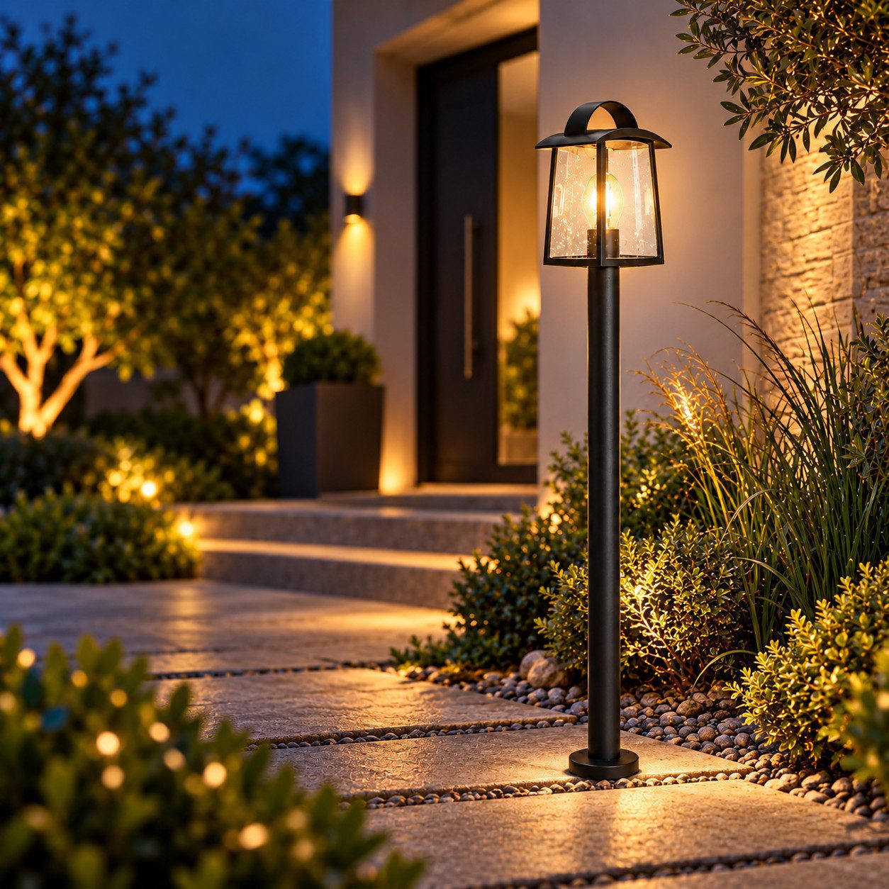 LUTEC Außen-Stehlampe Außenstehleuchte E27 Gartenlape 40W Außenleuchte IP44, Gartenbeleuchtung Wegeleuchte Stehleuchte Gartenlicht
