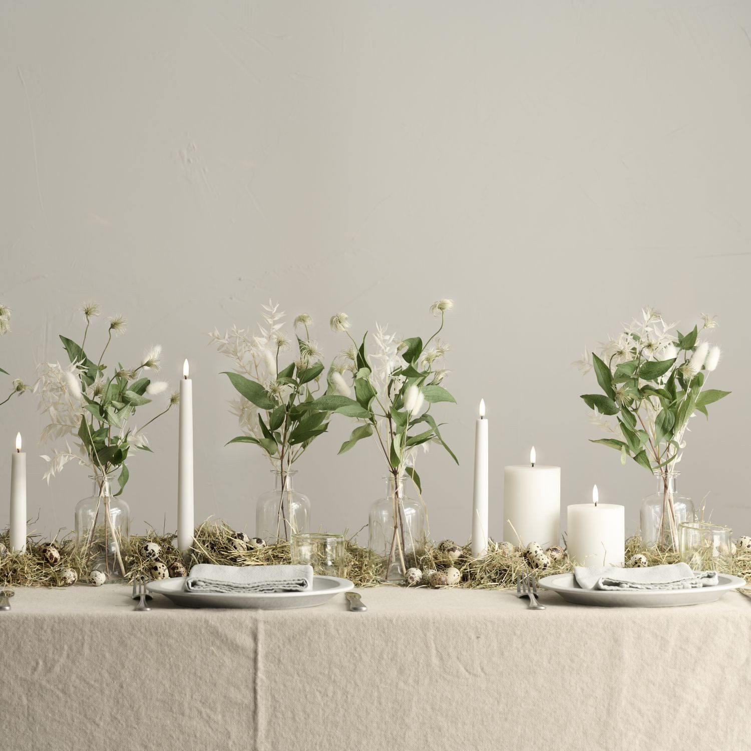 UYUNI Lighting LED-Kerze Echtwachs-Stumpenkerze Breit Nordic günstig online kaufen