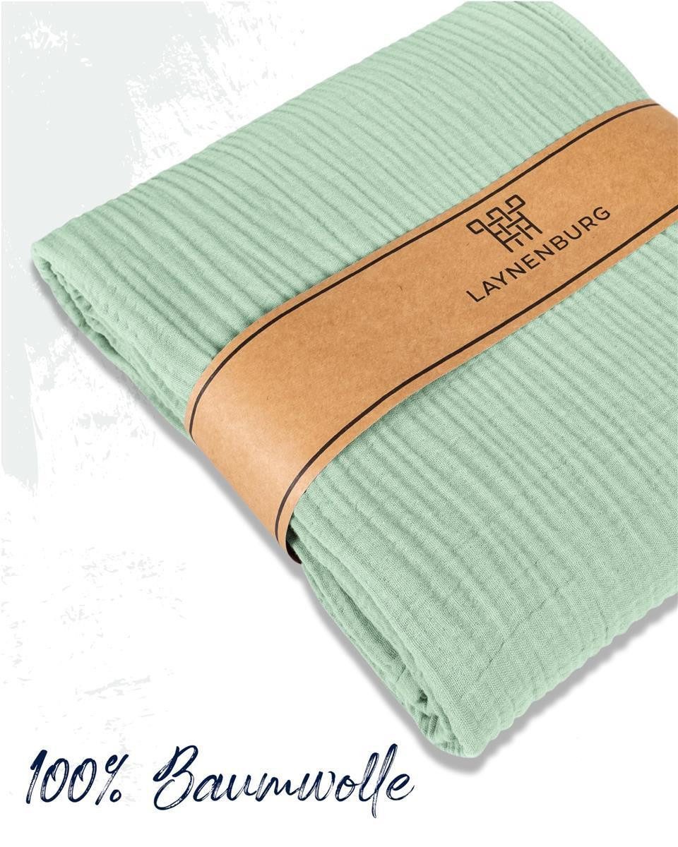 Laynenburg Tagesdecke Musselin aus 100% Baumwolle – Baumwolldecke, Kuscheldecke, Wohndecke als Sommerdecke, Bett-Überwurf, Couch-Überwurf, Sofa-Decke