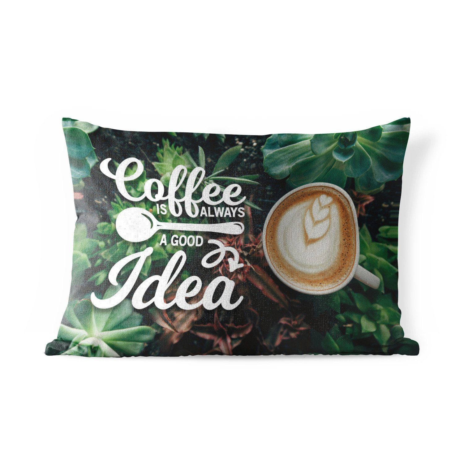 MuchoWow Dekokissen Zitate - Sprichwörter - Kaffee ist immer eine gute Idee - Kaffee, Outdoor-Dekorationskissen, Polyester, Dekokissenbezug, Kissenhülle | Dekokissen