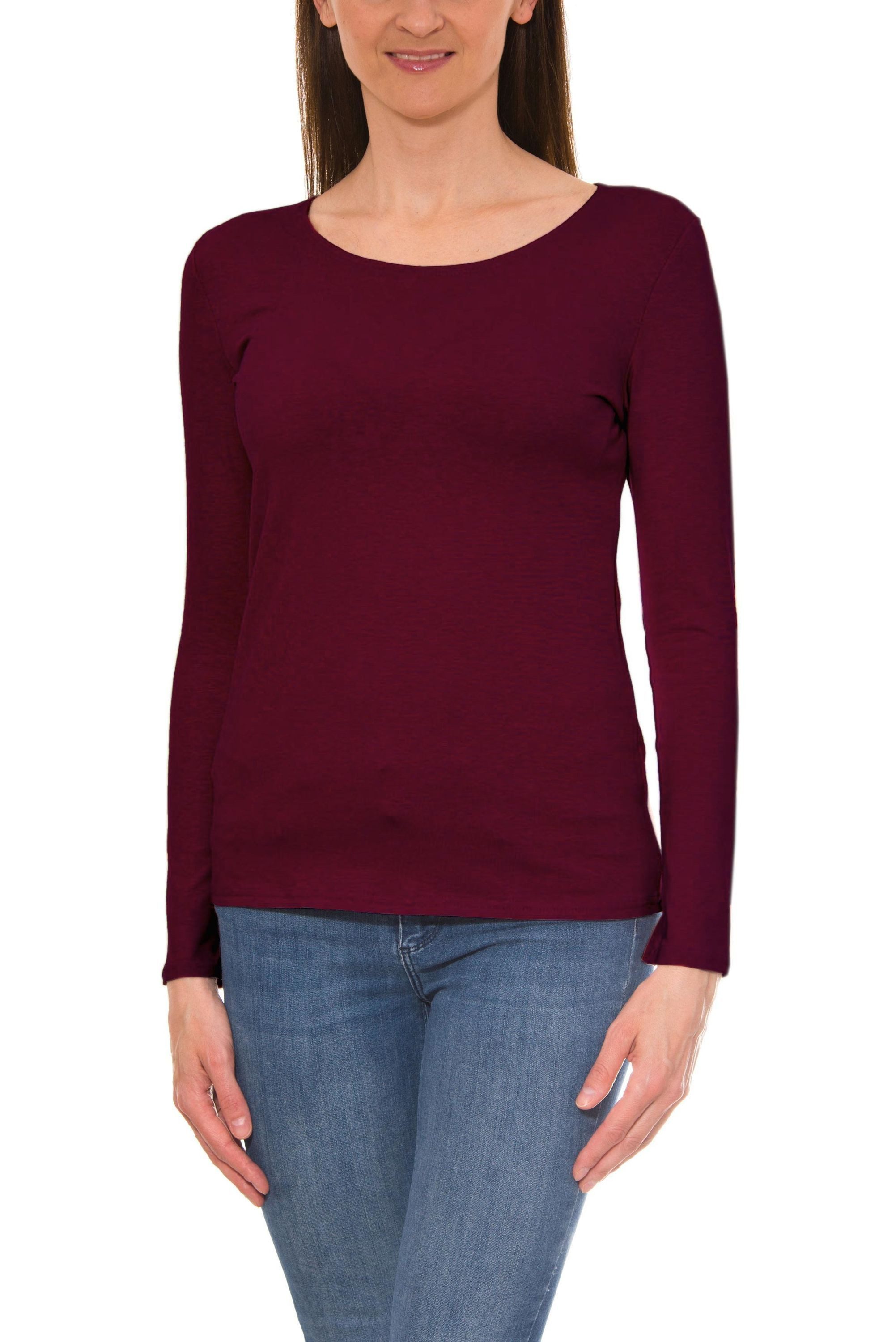 Longshirt Alkato Damen Langarm Shirt mit O-Ausschnitt
