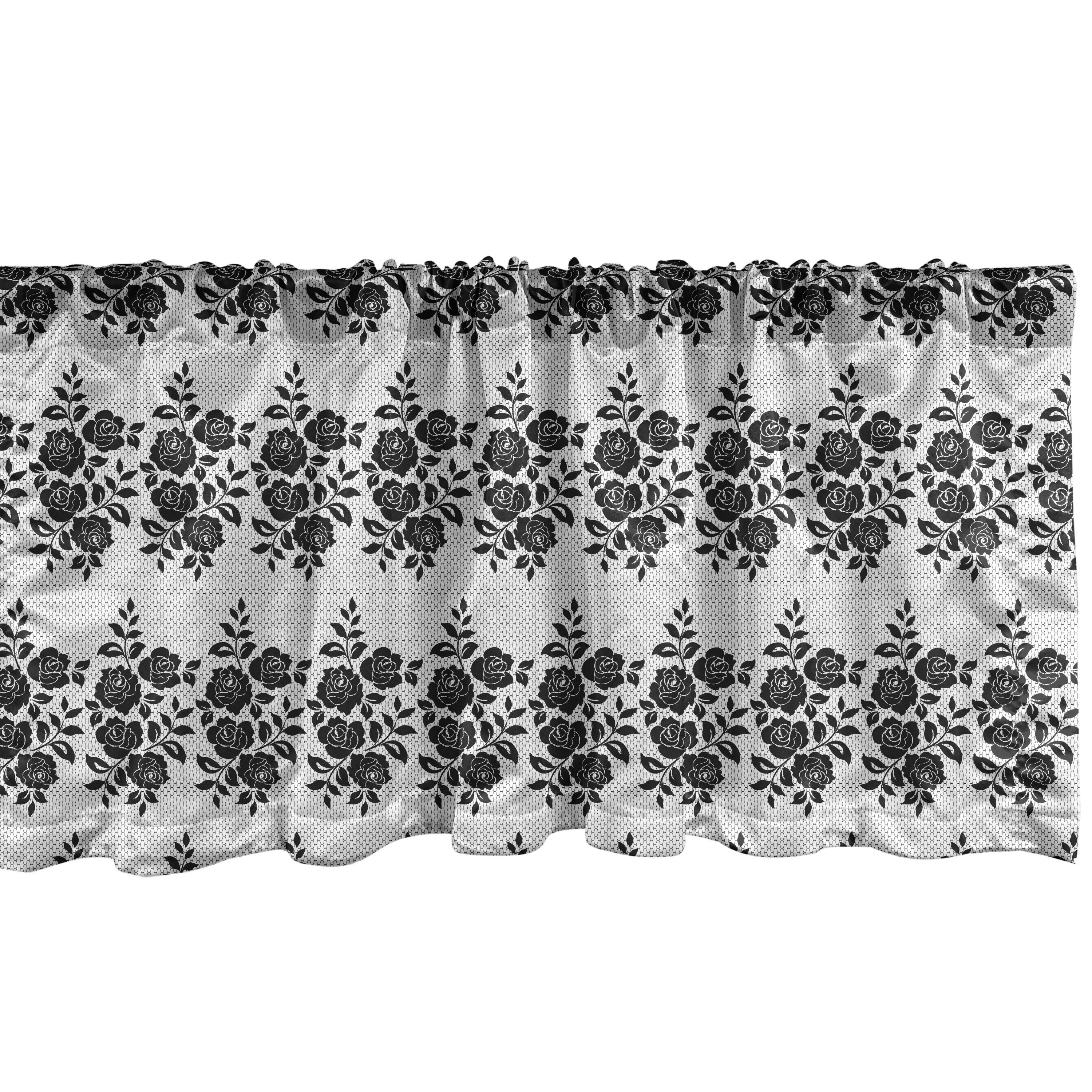 Scheibengardine Vorhang Volant für Küche Schlafzimmer Dekor mit Stangentasche, Abakuhaus, Microfaser, Blumen ClassyRose Blumen