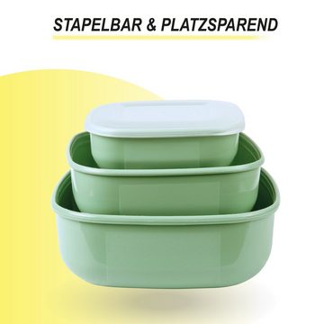 Pro Home Vorratsdose Stapelbar "eckig", Kunststoff, (3-tlg., 3er Set), Frischhaltedosen mit Deckel, Meal Prep Boxen, Aufbewahrungsbox