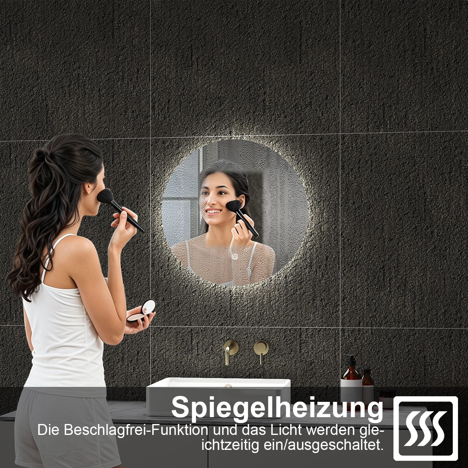 duschspa Badspiegel Spiegel mit LED Beleuchtung dimmbar 40-120cm, Touch oder Wandschalter
