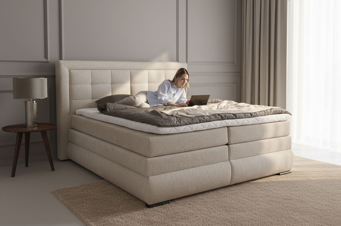 OTTO home Boxspringbett MIVVA inkl. Bettkasten und Topper, Komfortliegehöhe: 67 cm, in H3, H4 oder Hmix H3/H4, wahlweise mit oder ohne LED-Leuchten
