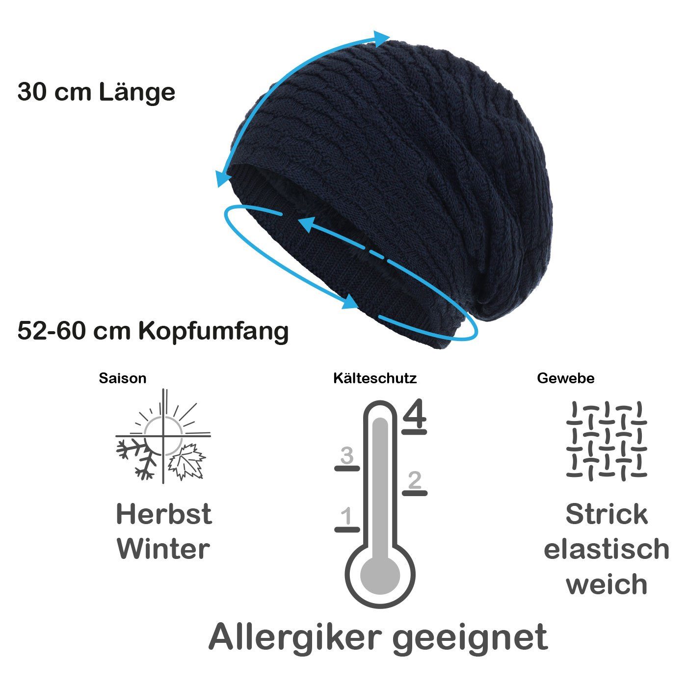 compagno Strickmütze (1-St) Wintermütze warm gefütterte Mütze mit Wabenmuster Beanie meliert