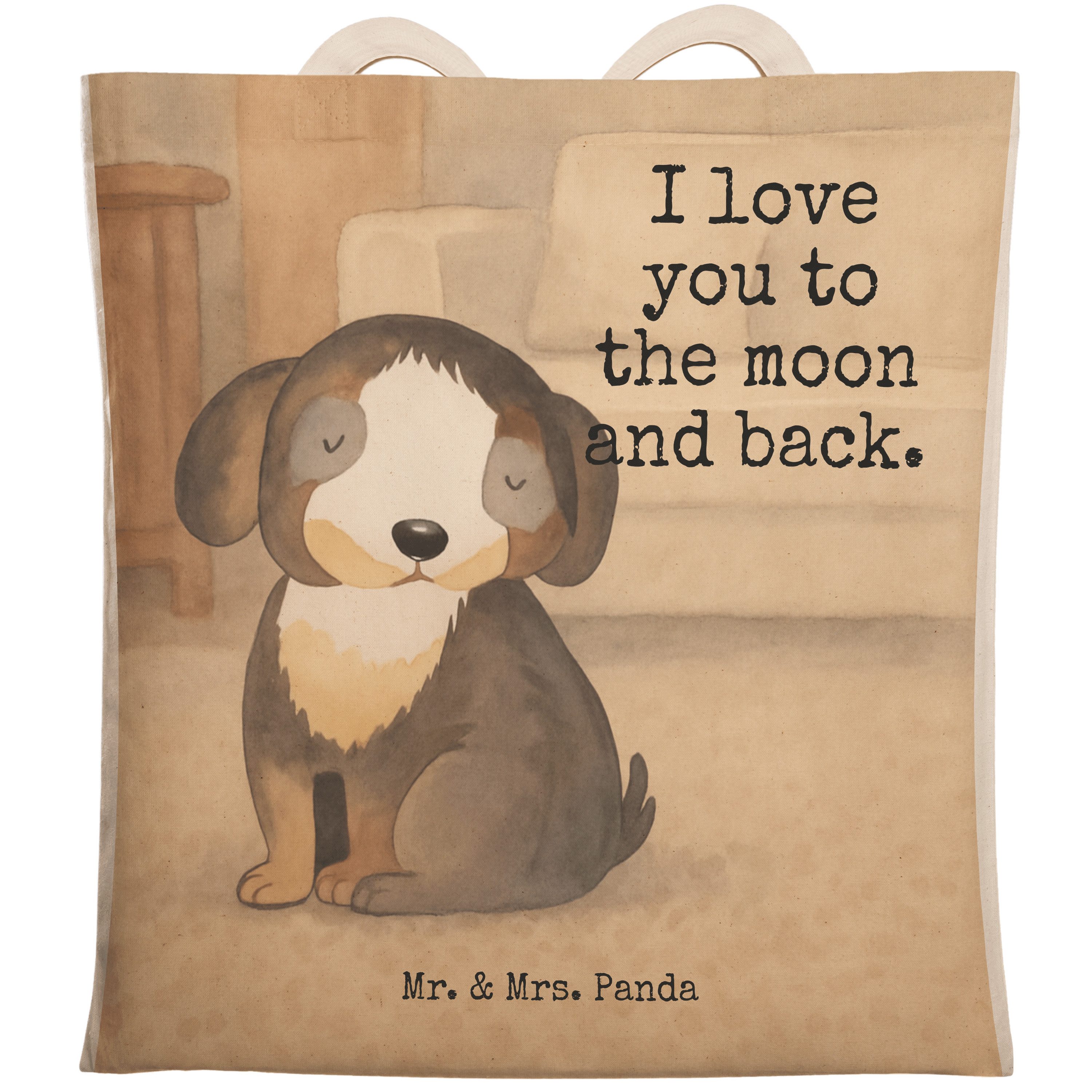 Mr. & Mrs. Panda Tragetasche Hund Entspannen Design, Tote Bag, Weiß, Einkaufstasche, Verliebt, Tas (Packung), Beutel Tasche Hundemama Geschenk