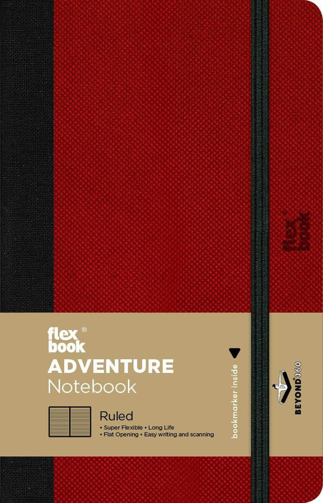 Flexbook Notizbuch Adventure Notizbuch liniert Flexbook Gummizug Kunstleder 5 Farben, 3 Rot 9*14 cm