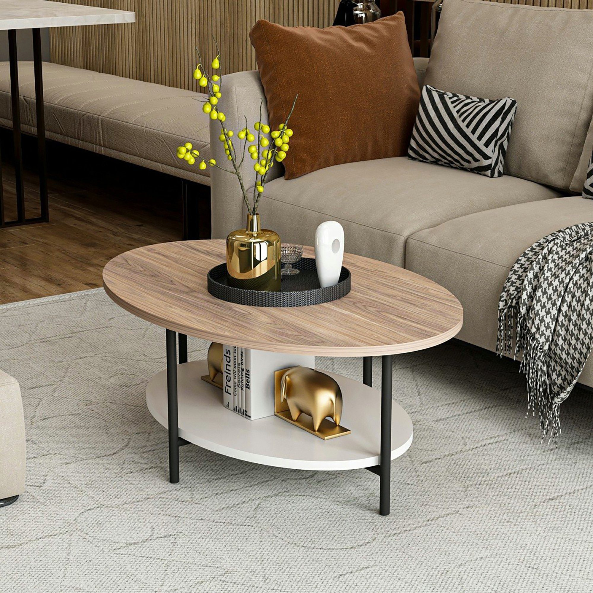 en.casa Couchtisch, Fredericia Sofatisch ovale Tischplatte günstig online kaufen