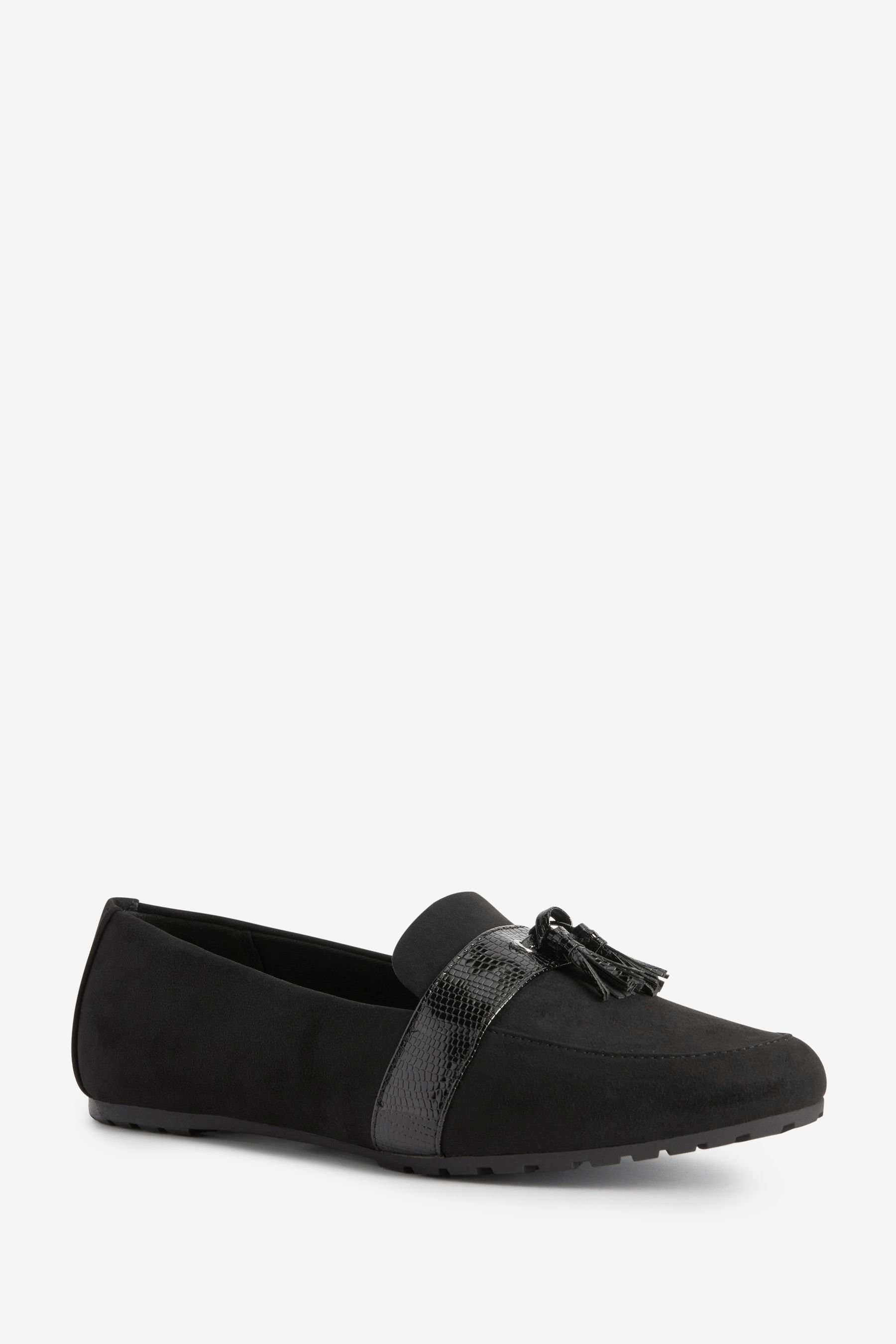 Next Forever Material (1-tlg) Tasselloafer Mix Loafer Comfort® mit Black Profilsohle