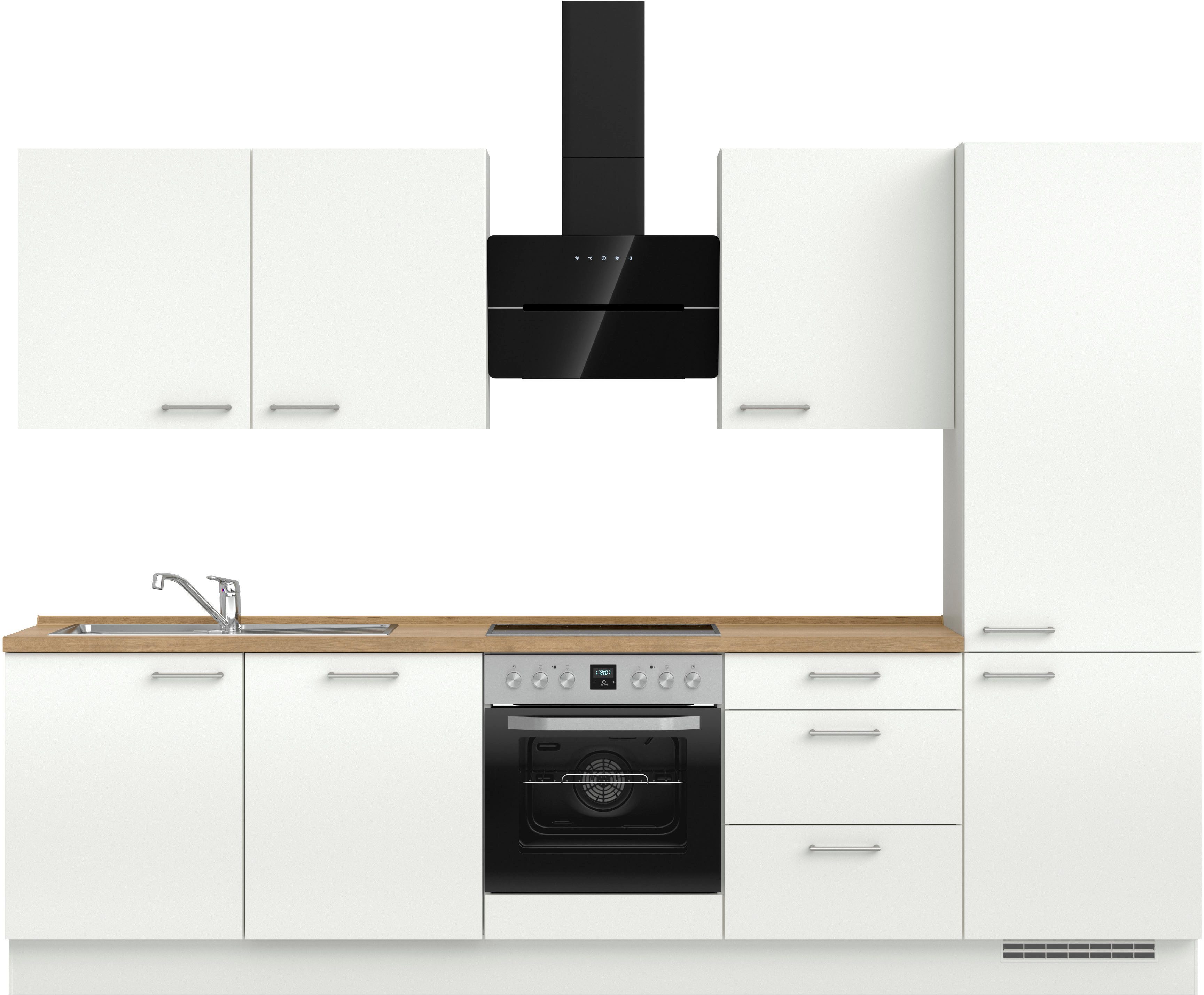 nobilia® Кухниzeile "Laser II", Ausrichtung wählbar, Breite 300 cm, vormontiert, wahlw. mit unterschiedlichen E-Geräten-Sets