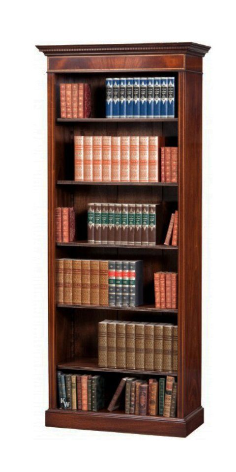 Kai Wiechmann Bücherregal edler Schrank Mahagoni im englischen Stil, Bücherbord in verschiedenen, Tiefen, mit dekorativer Krone, Standregal 90 cm made in GB