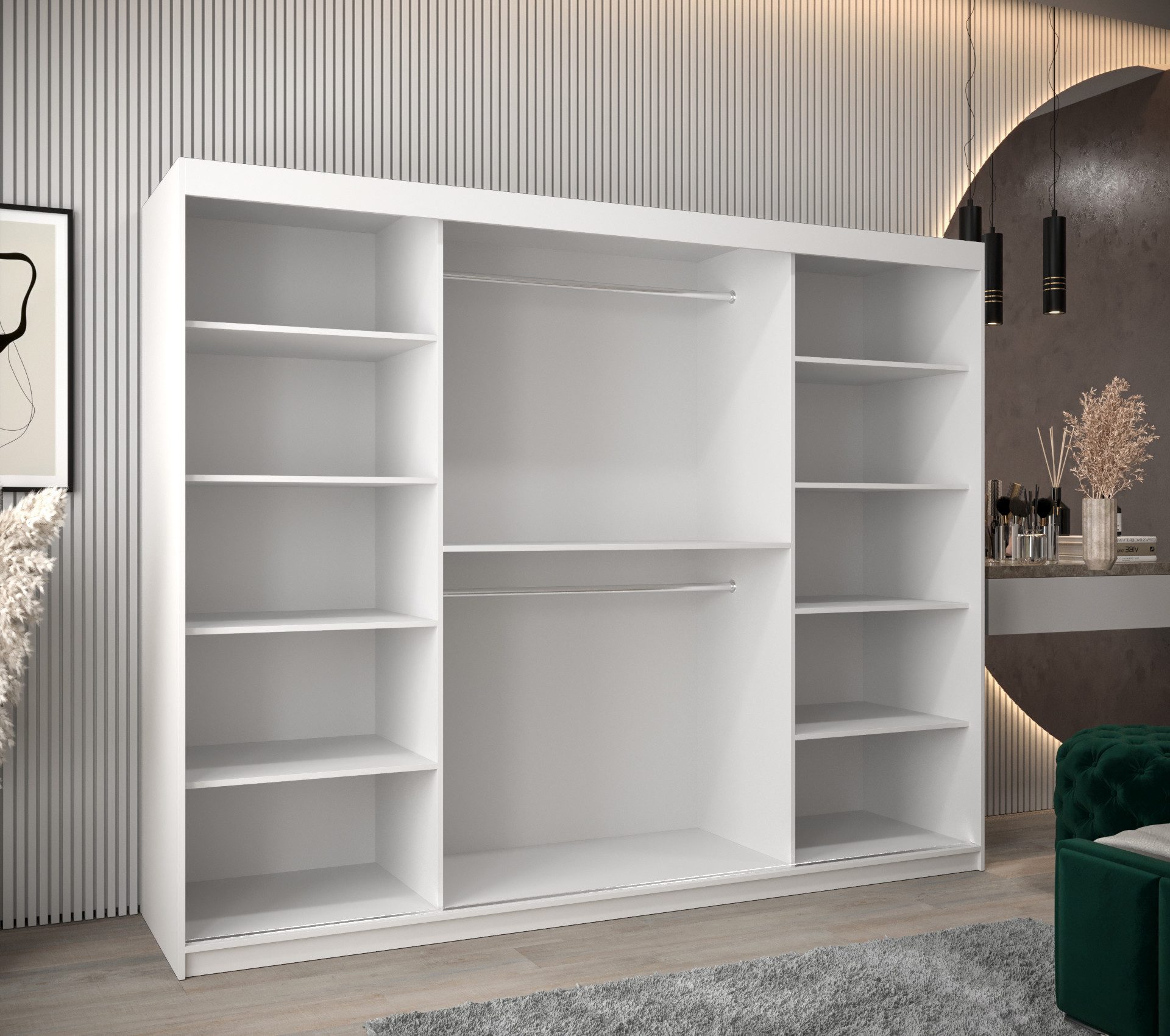ABIKS MÖBEL Schwebetürenschrank Verona 2 Schlafzimmerschrank, mit Spiegel, Kleiderstange und Regalen
