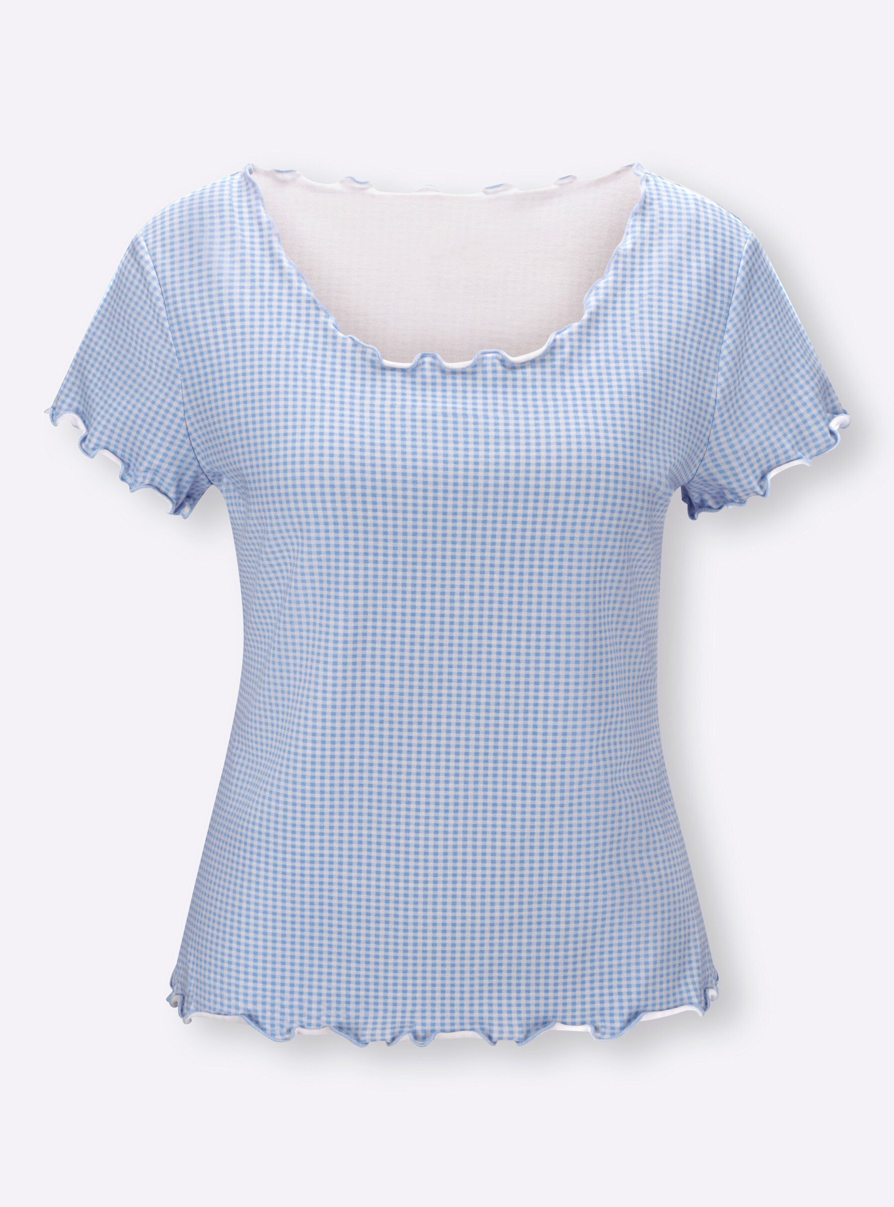 heine T-Shirt eisblau-weiß-bedruckt
