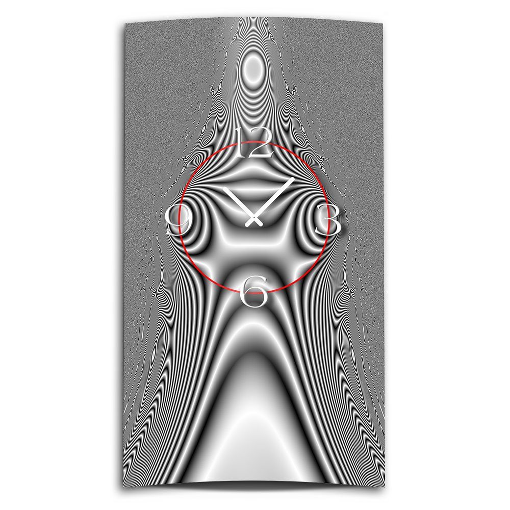 dixtime Wanduhr Psychedelic grau hochkant Designer Wanduhr modernes Wanduhren Design (Einzigartige 3D-Optik aus 4mm Alu-Dibond) | Wanduhren