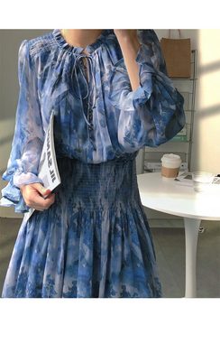 FIDDY Dirndl Schlankes Retro-Kleid im Xiaoxiang-Stil