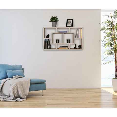 FINEBUY Wandregal SuVa7082_1, Weiß 85x47,5x16 cm MDF-Holz, Hängeregal Modern, Wandboard Freischwebend Dekoregal Bücherregal Wand