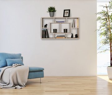 Wohnling Wandregal WL5.168, Sonoma 85x47,5x16 cm MDF-Holz, Hängeregal Modern, Wandboard Freischwebend Dekoregal Bücherregal Wand