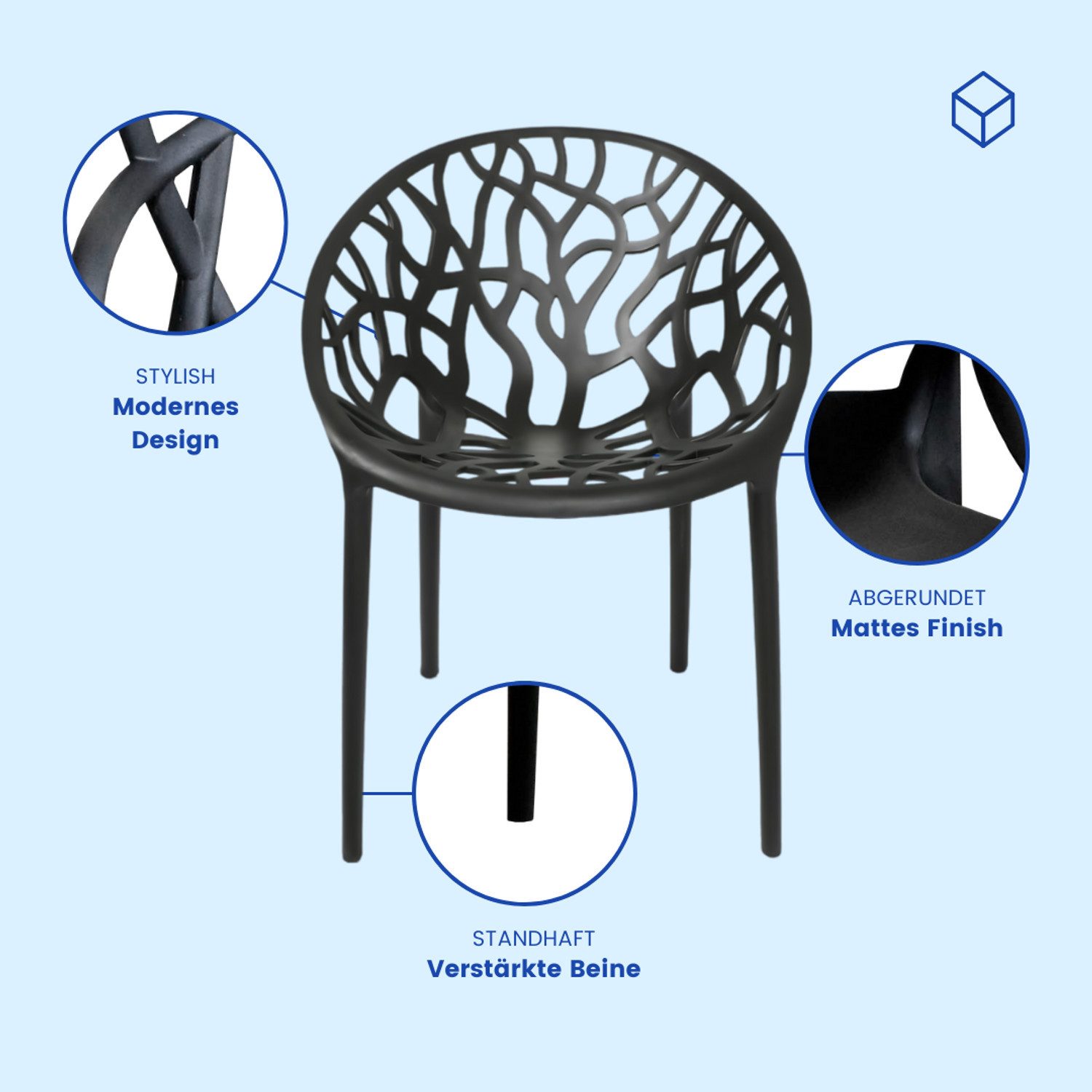 BURI Gartenstuhl Design Gartenstuhl 80cm Stapelstuhl günstig online kaufen